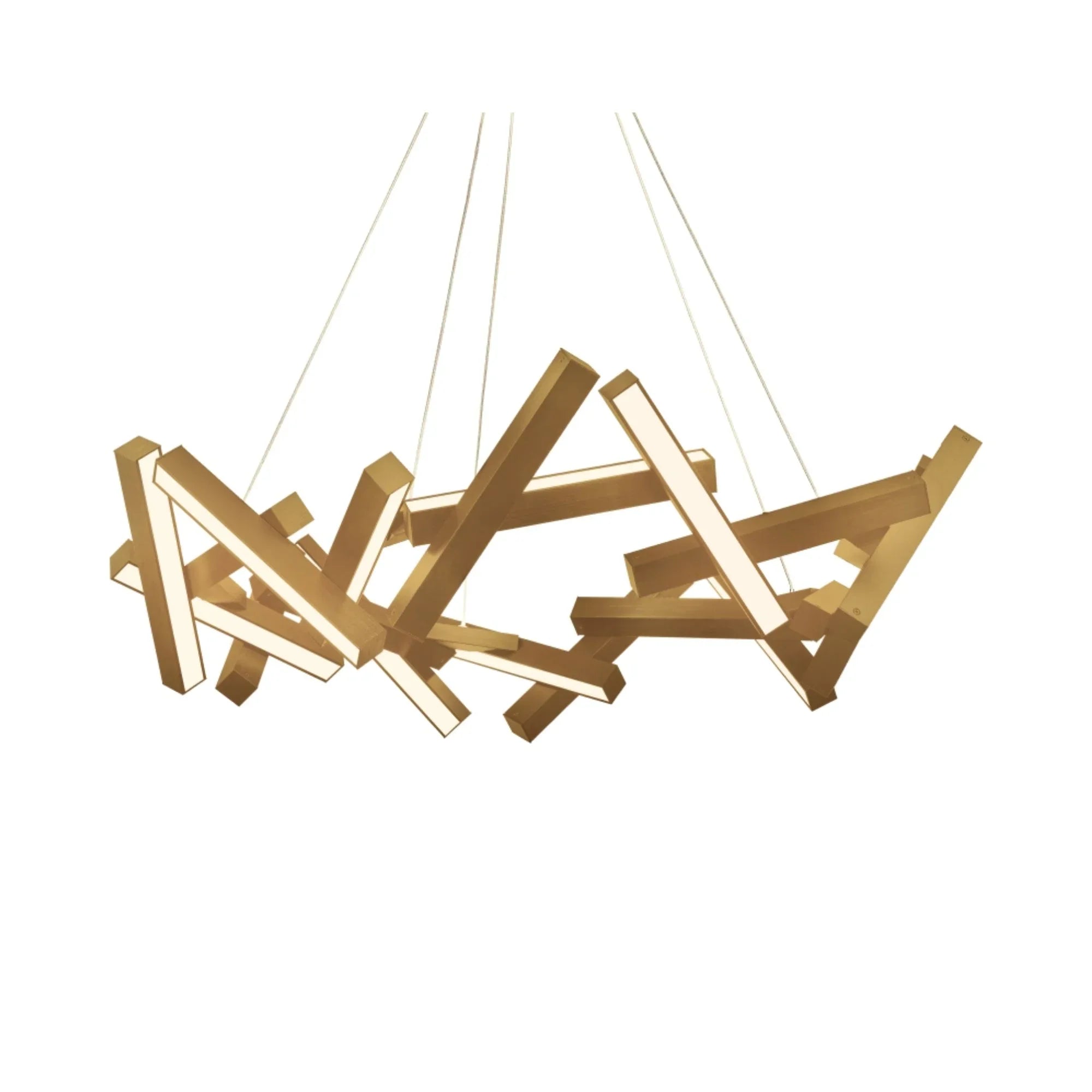 Chaos 34" LED Chandelier, Aged Brass Finish