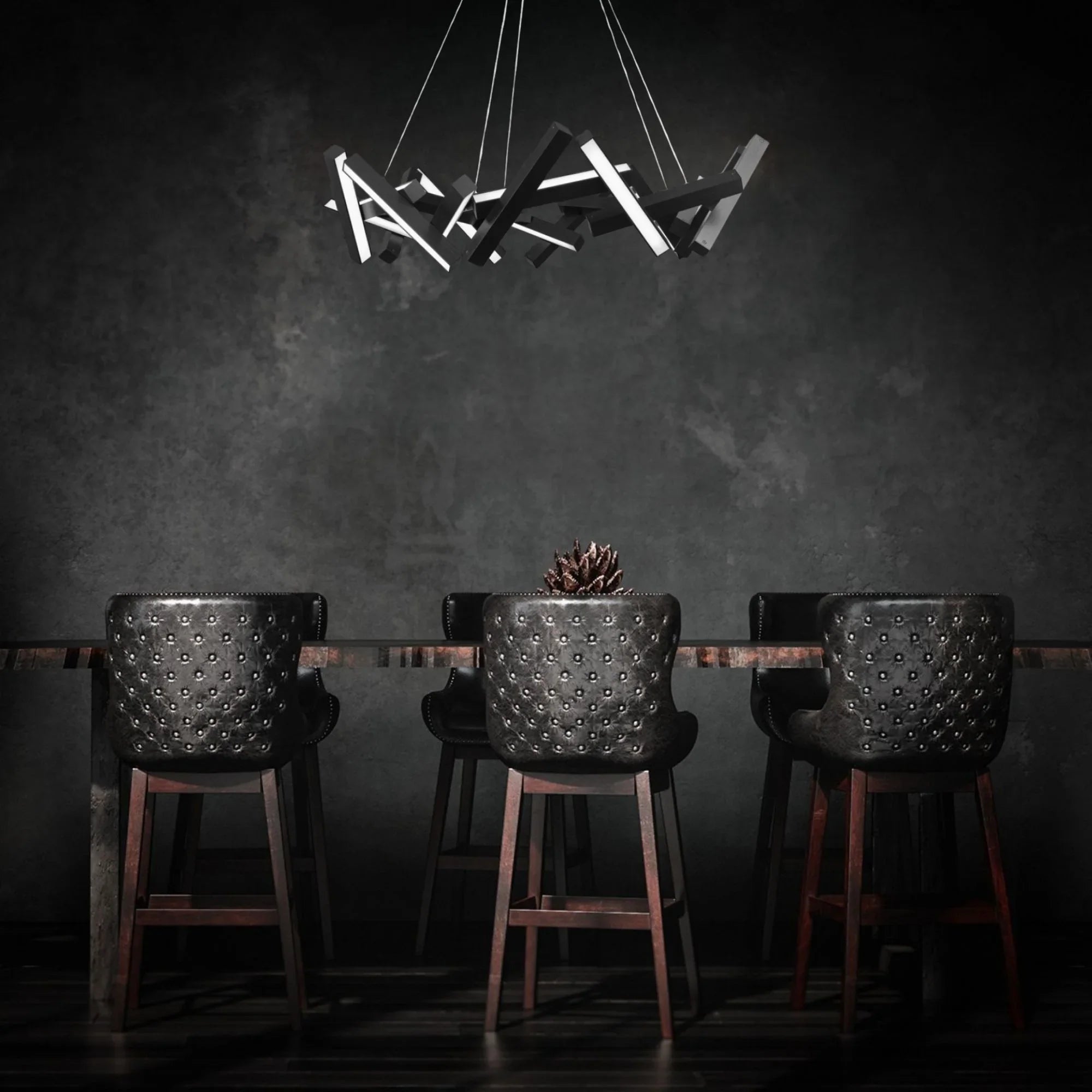 Chaos 34" LED Chandelier, Black Finish