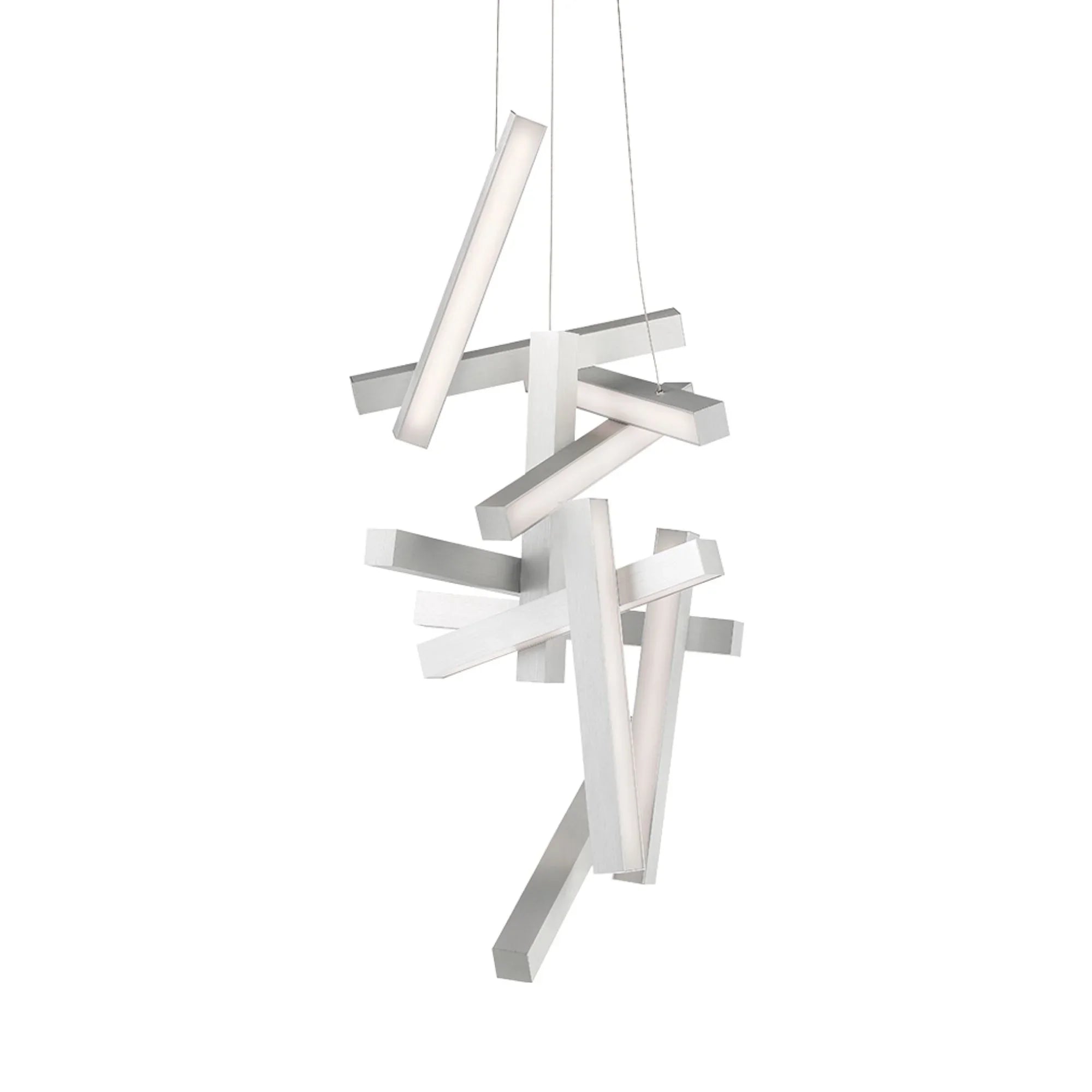 Chaos 49" LED Chandelier, Brushed Aluminum Finish