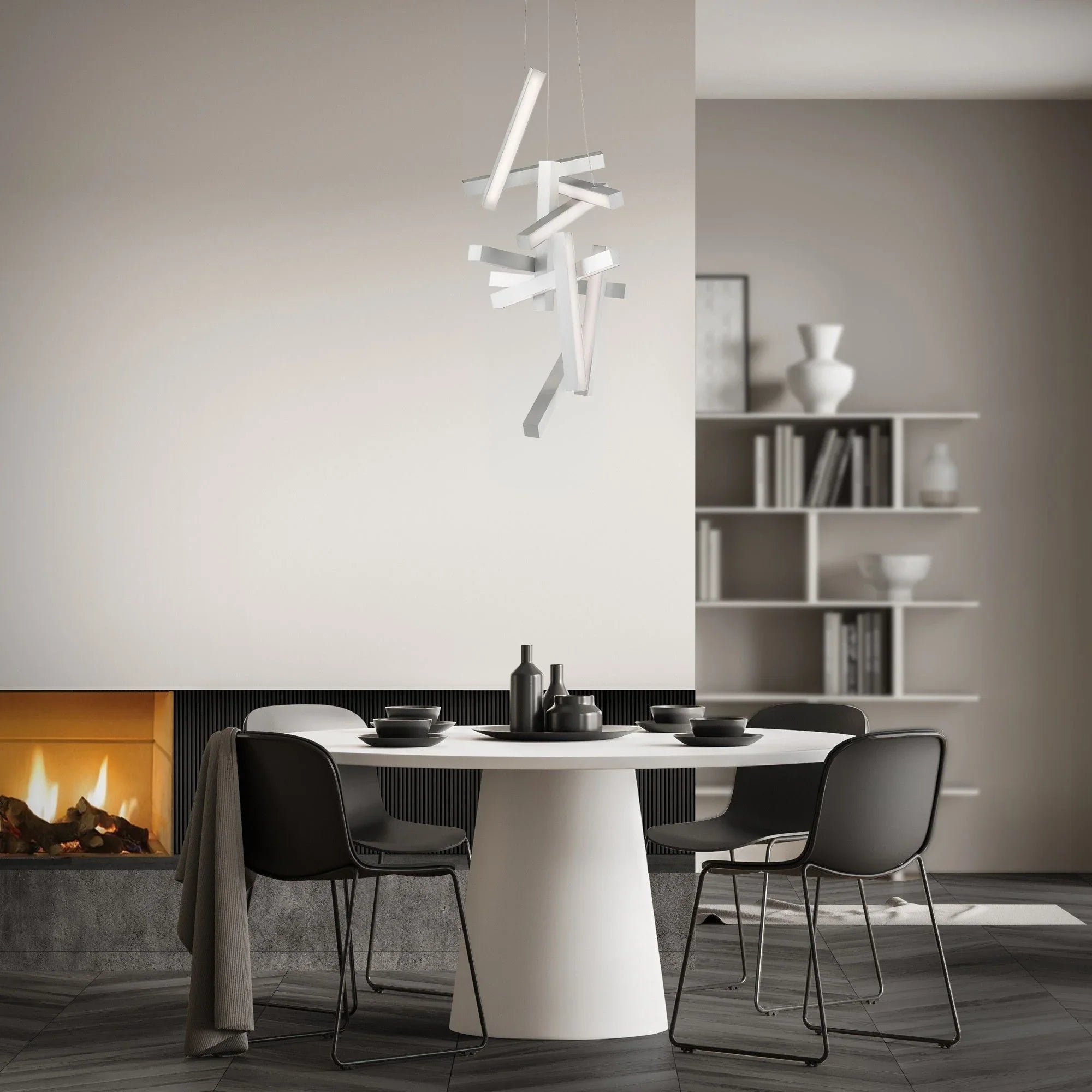 Chaos 49" LED Chandelier, Brushed Aluminum Finish