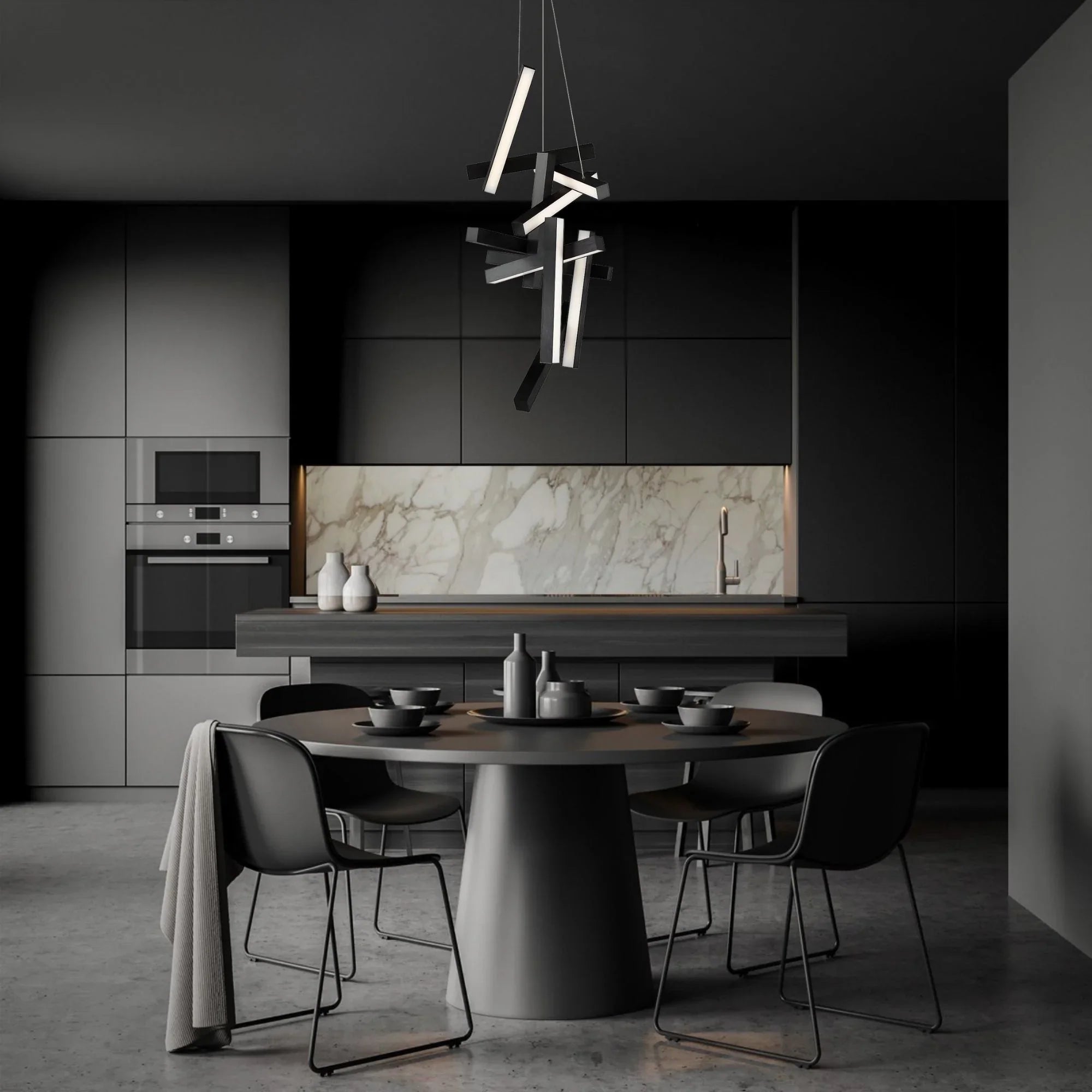 Chaos 49" LED Chandelier, Black Finish