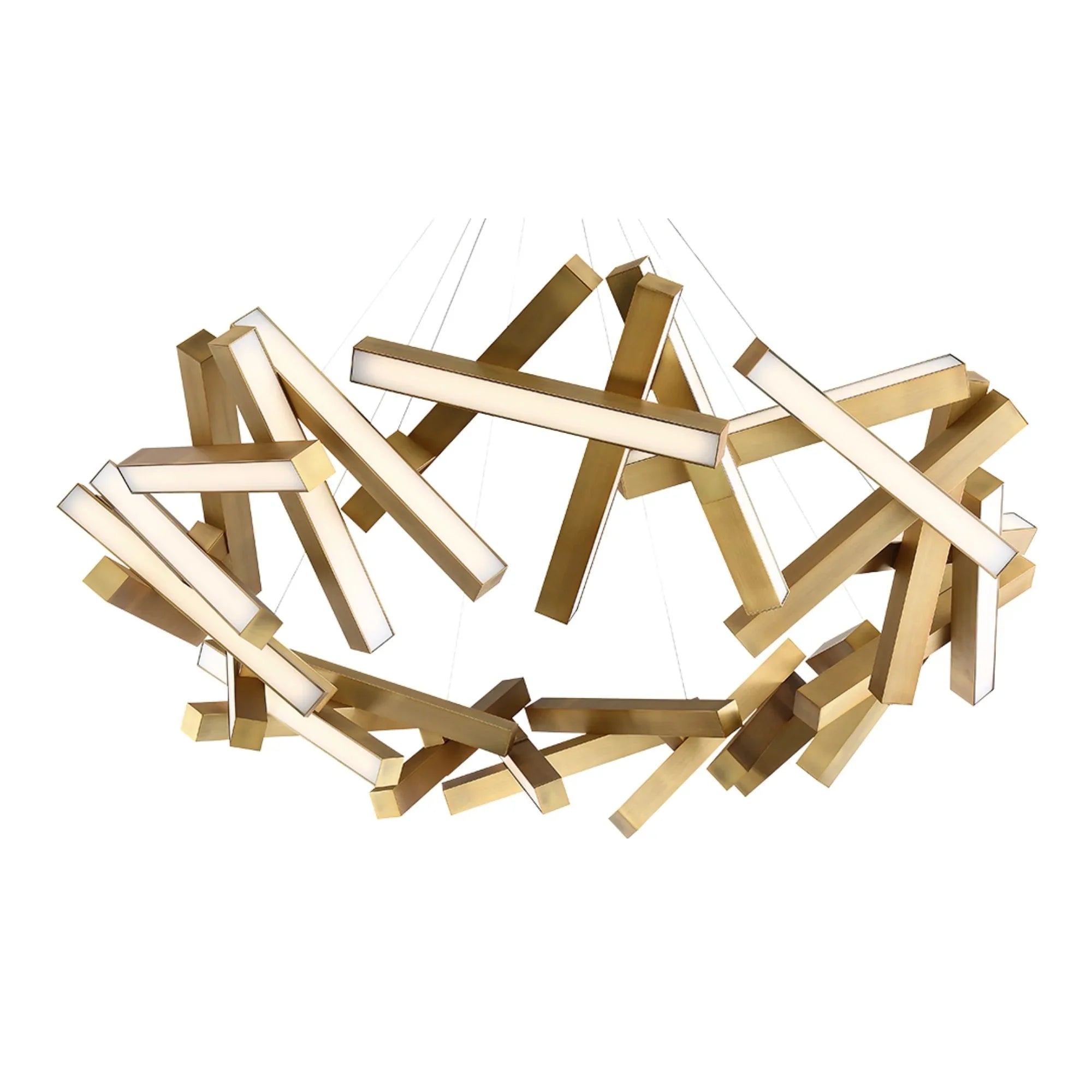 Chaos 61" LED Chandelier, Aged Brass Finish