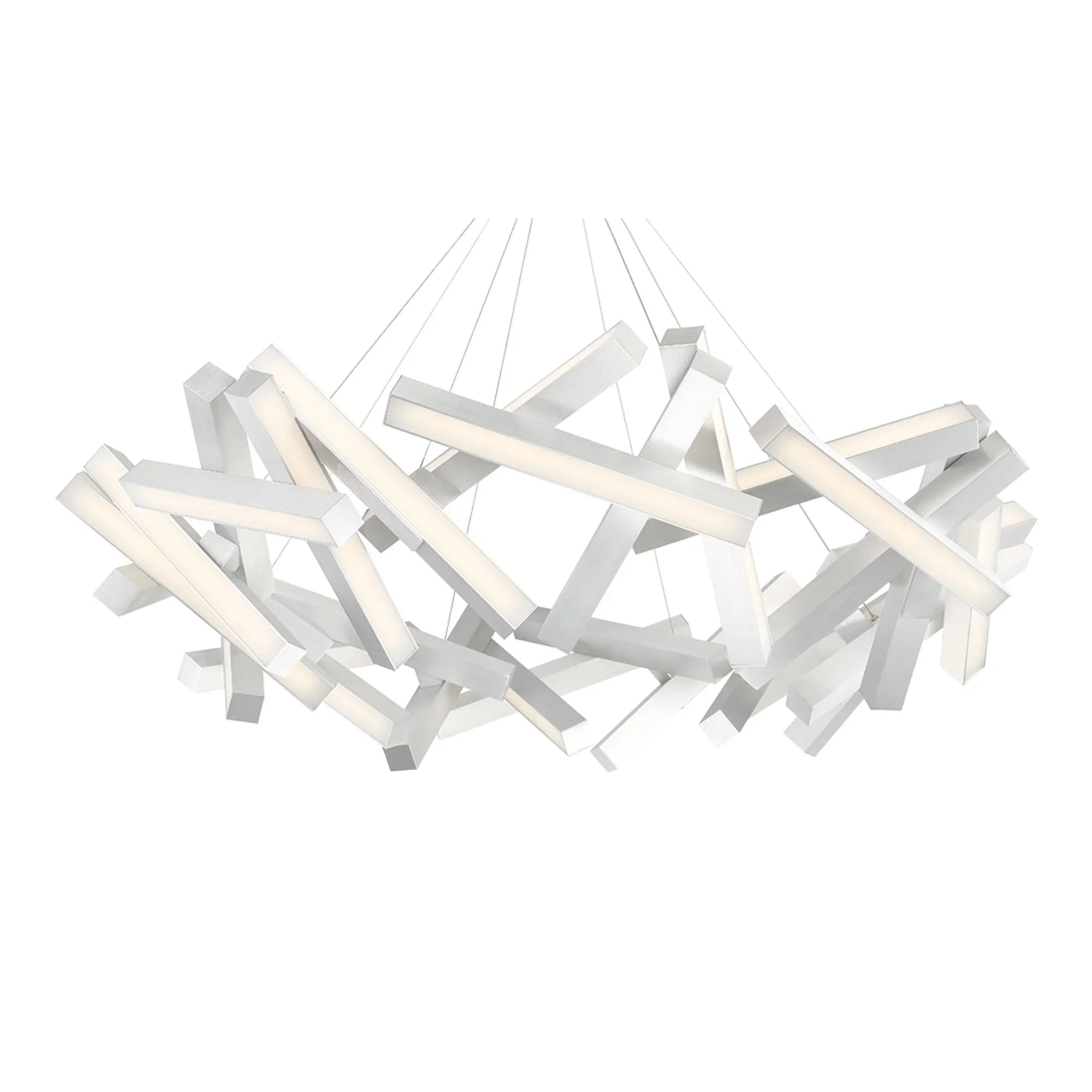 Chaos 61" LED Chandelier, Brushed Aluminum Finish