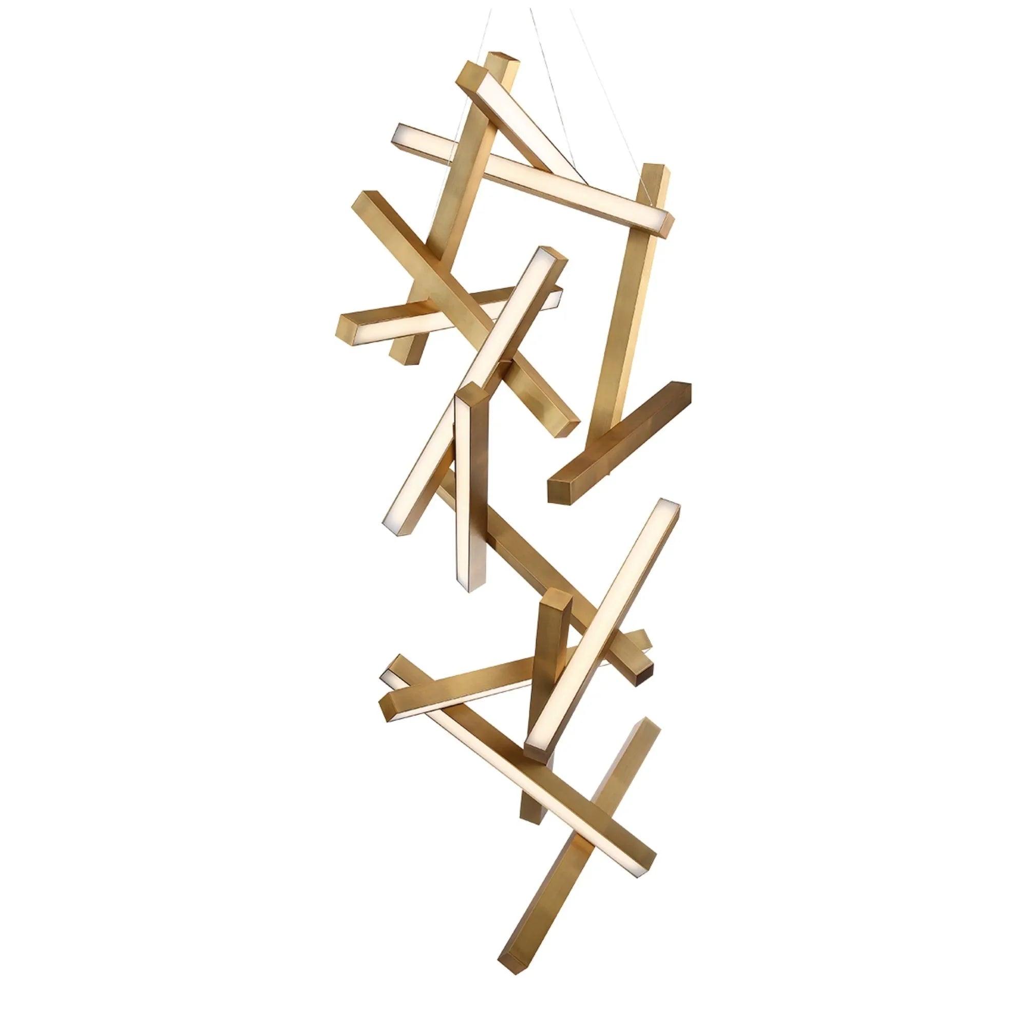 Chaos 75" LED Chandelier, Aged Brass Finish