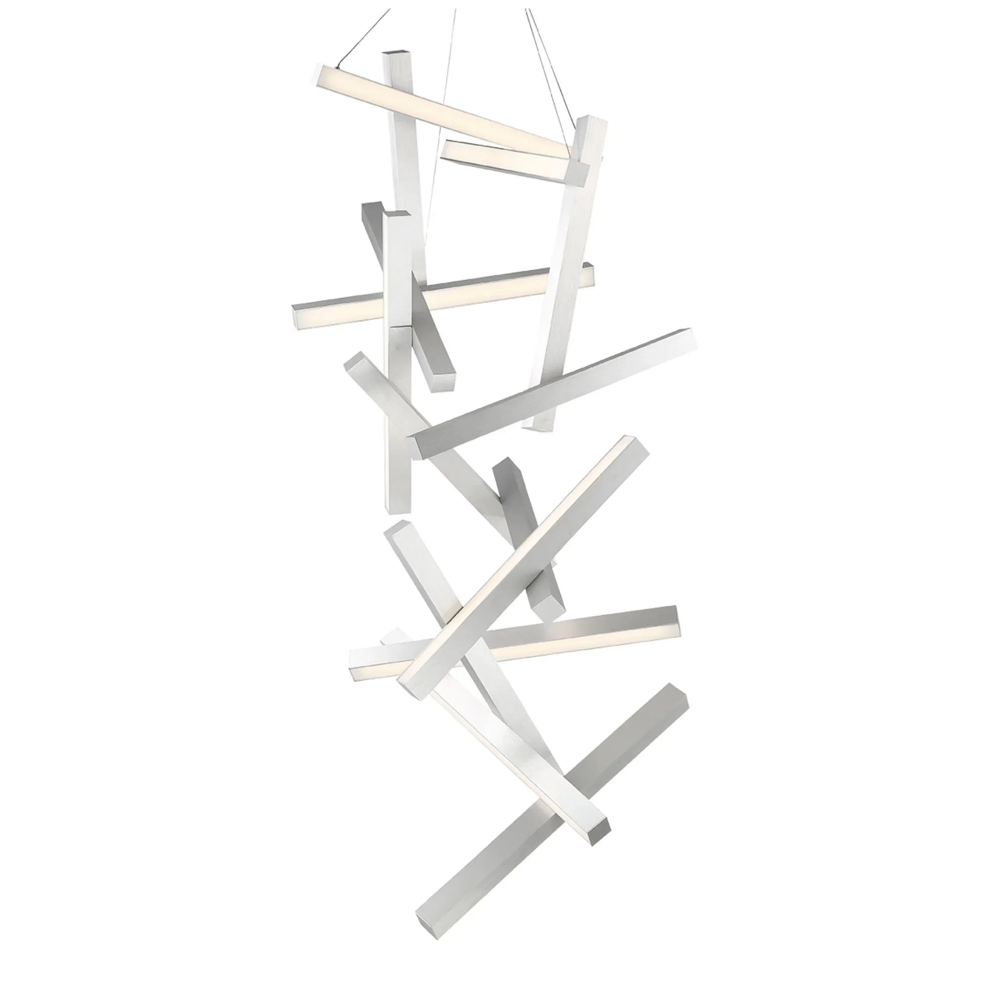 Chaos 75" LED Chandelier, Brushed Aluminum Finish