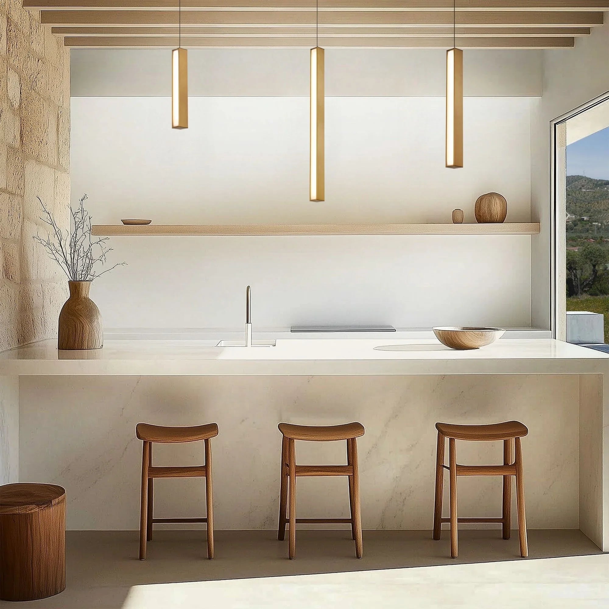 Chaos 20" LED Mini Pendant, Aged Brass Finish