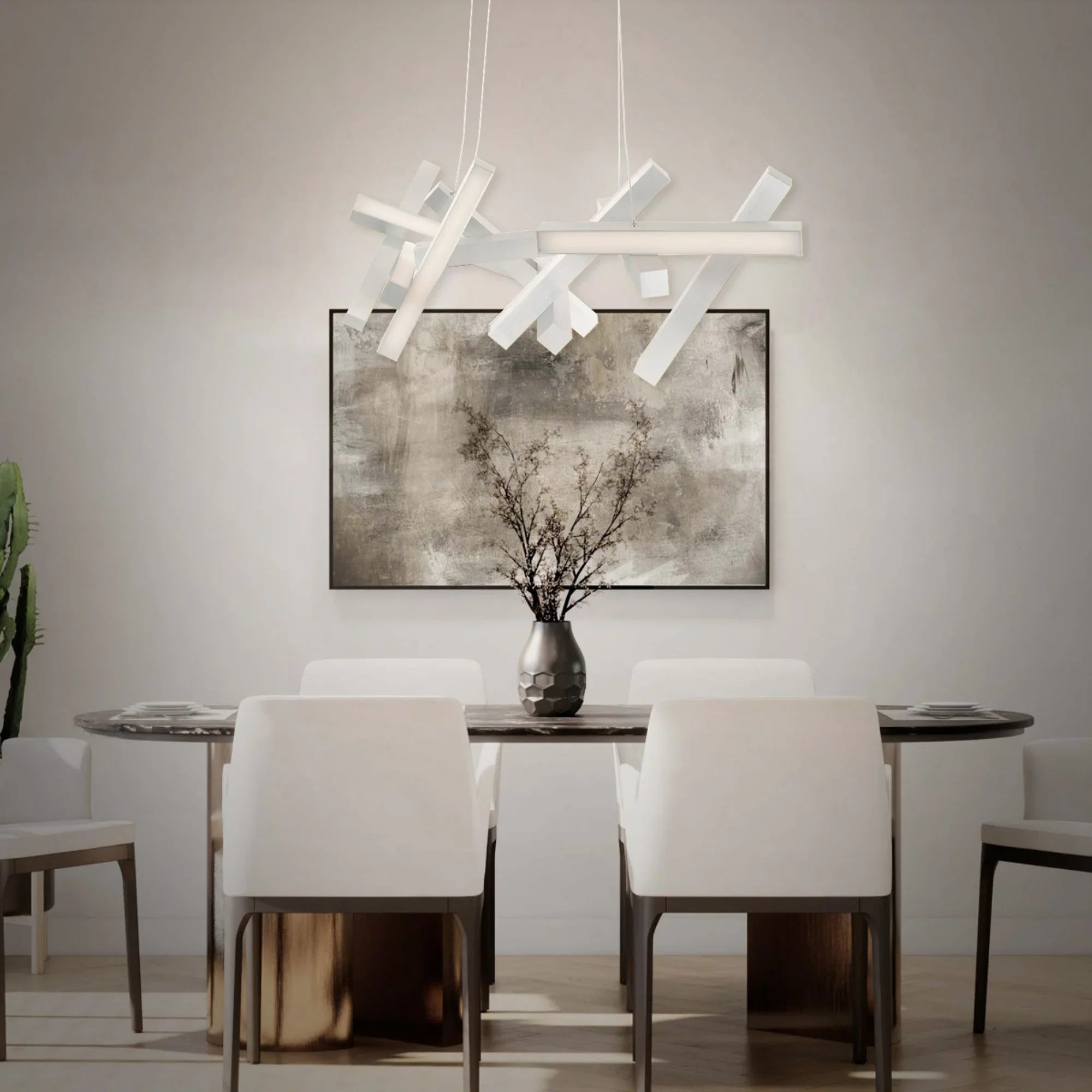 Chaos 48" LED Linear Pendant, Brushed Aluminum Finish