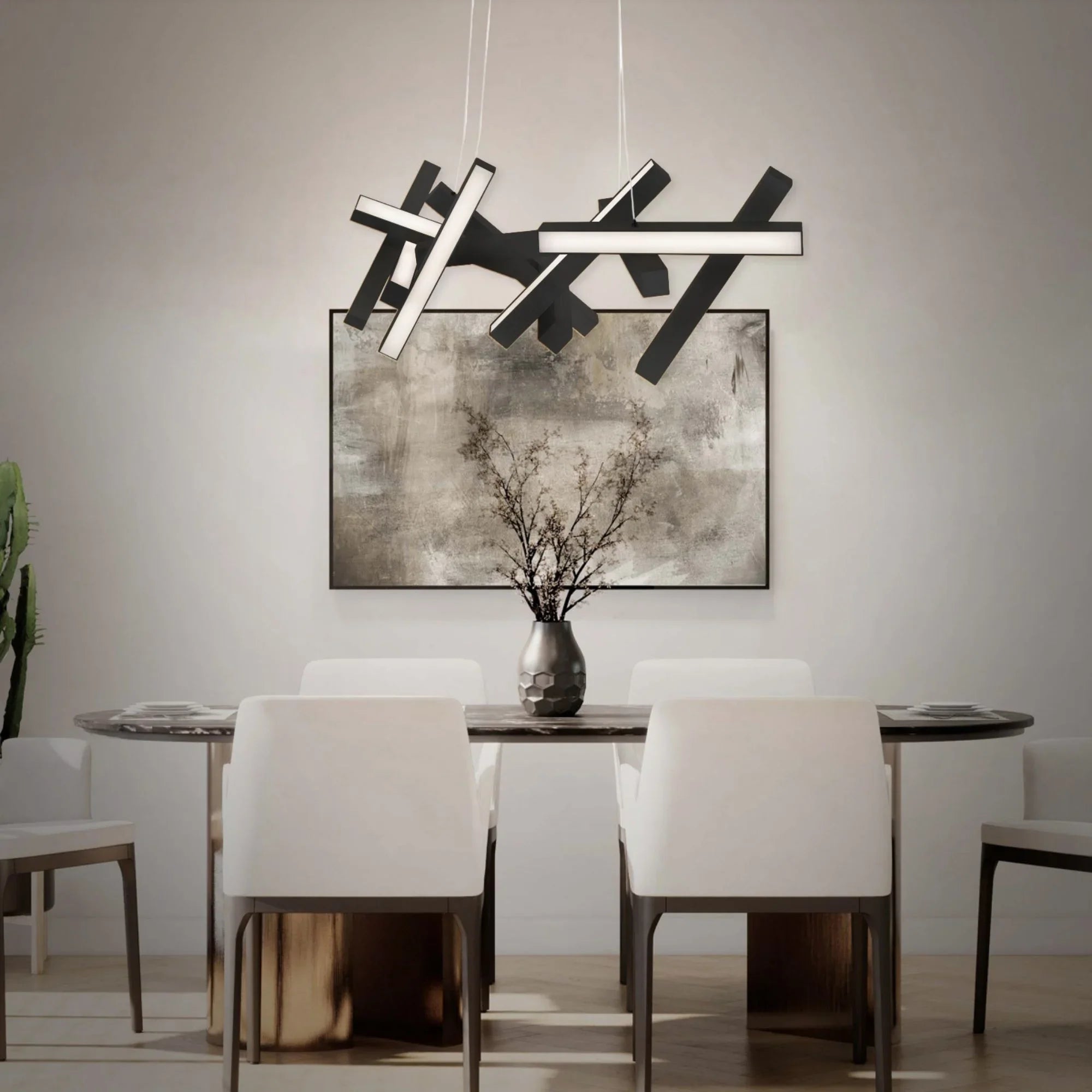 Chaos 48" LED Linear Pendant, Black Finish