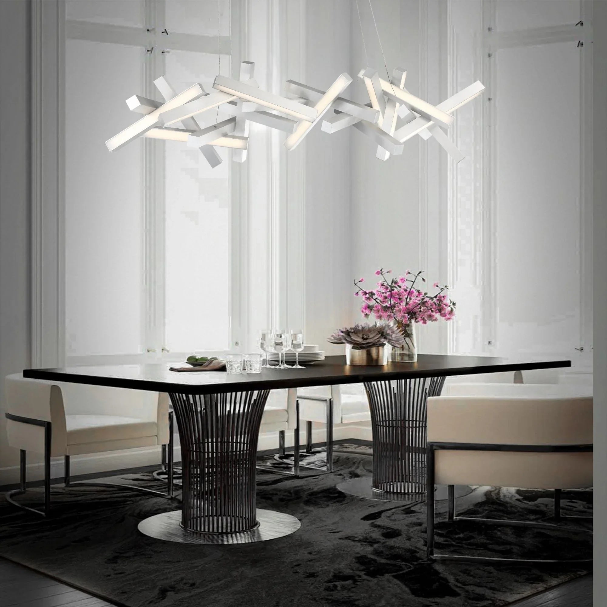 Chaos 72" LED Linear Pendant, Brushed Aluminum Finish