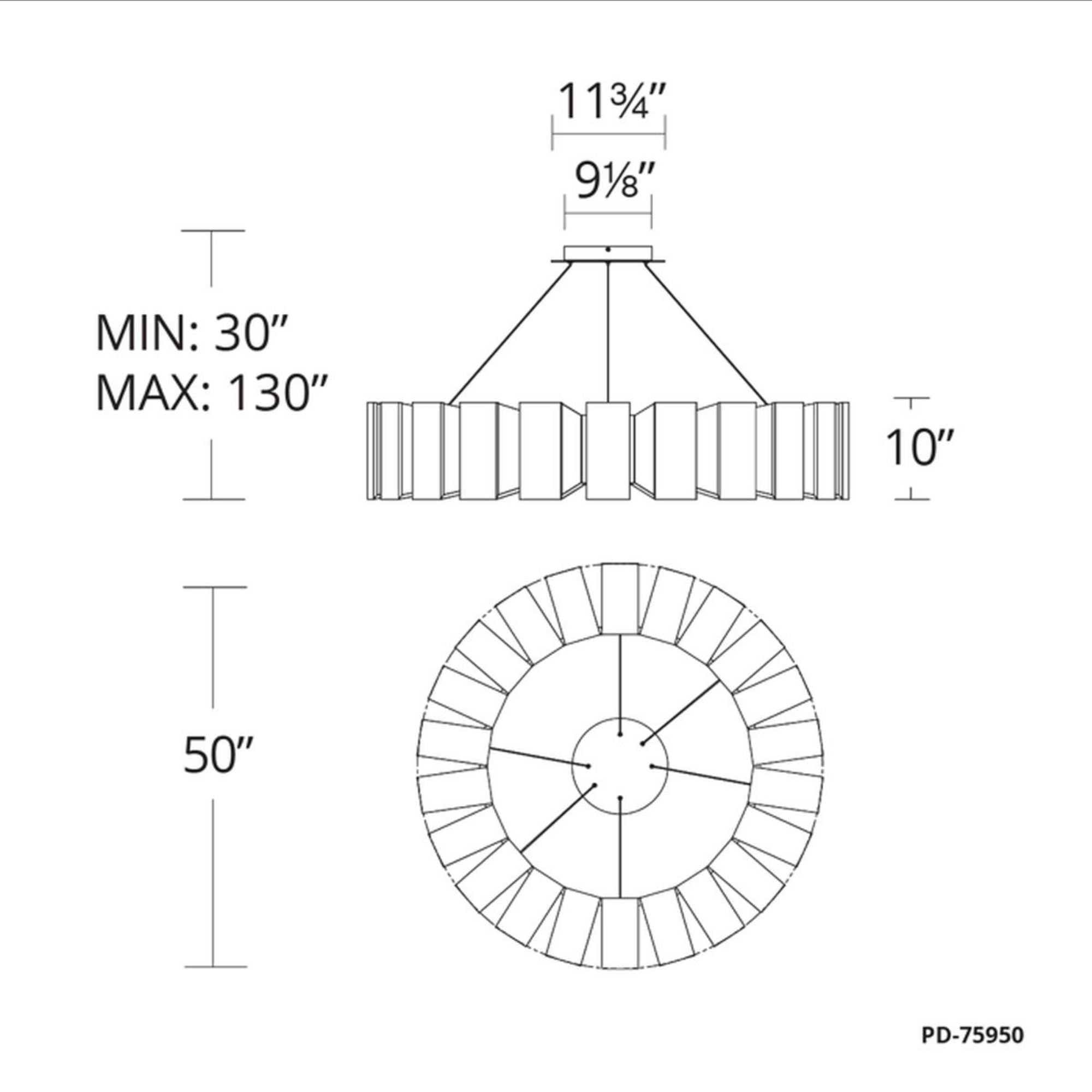 Chronos 50 in. LED Chandelier Brass Finish