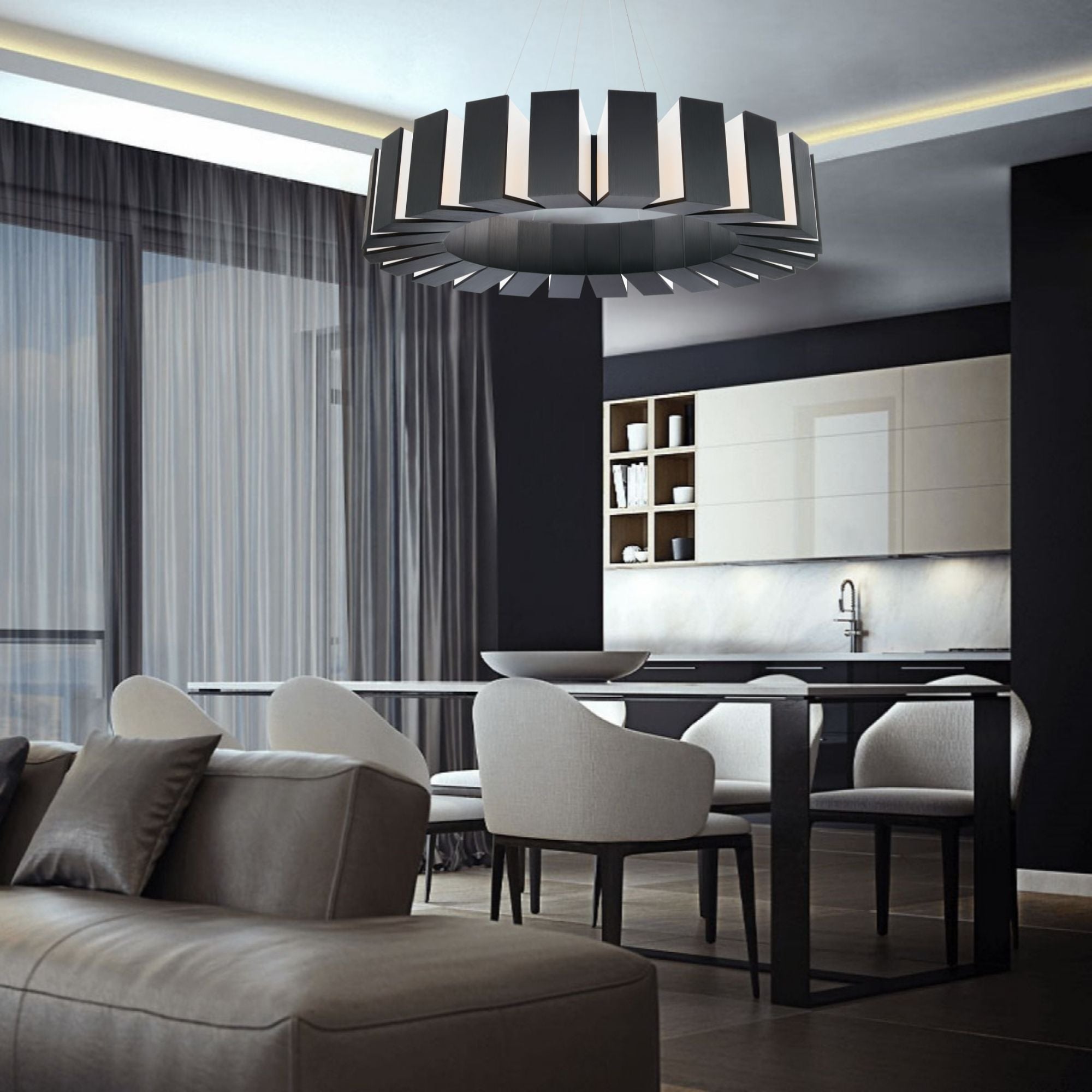 Chronos 50 in. LED Chandelier Black Finish