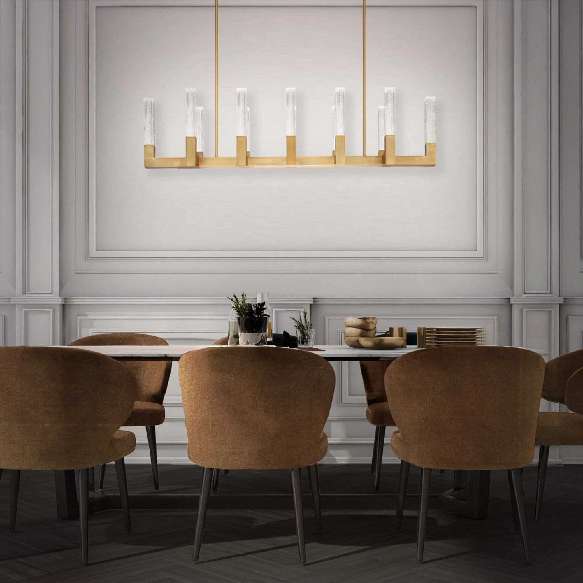 Cinema 54" LED Linear Pendant, Aged Brass Finish