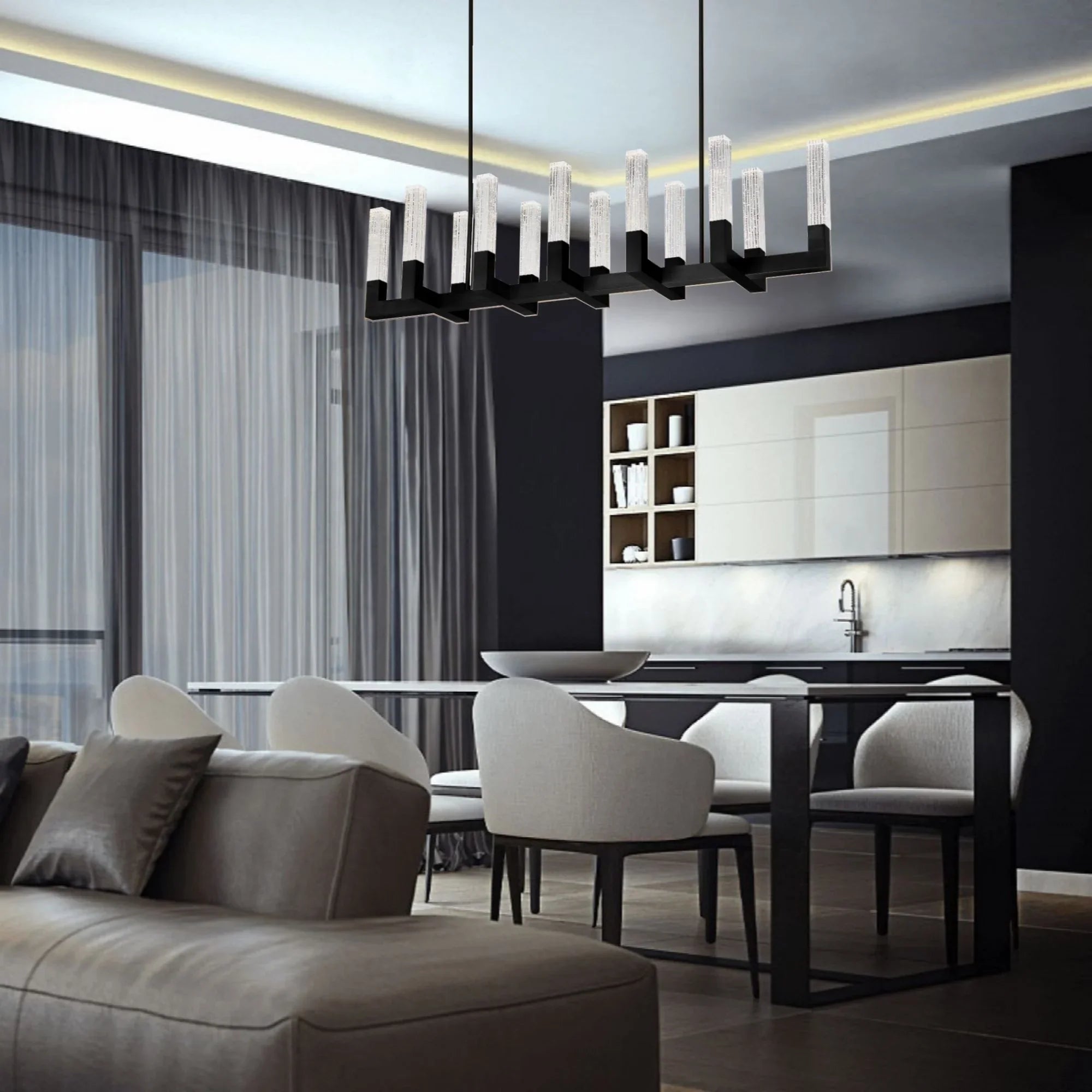 Cinema 54" LED Linear Pendant, Black Finish