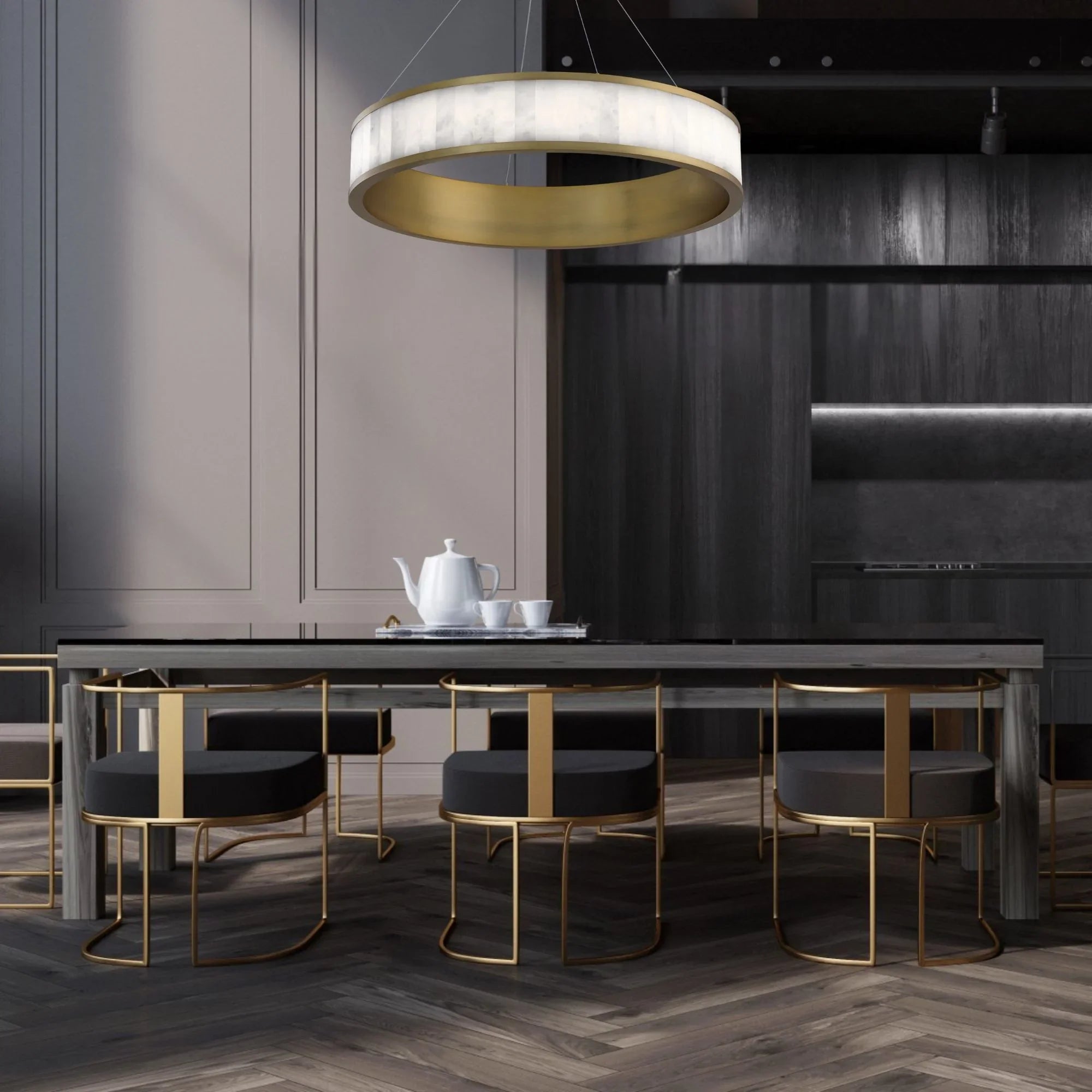 Coliseo 28" LED Pendant, Aged Brass Finish