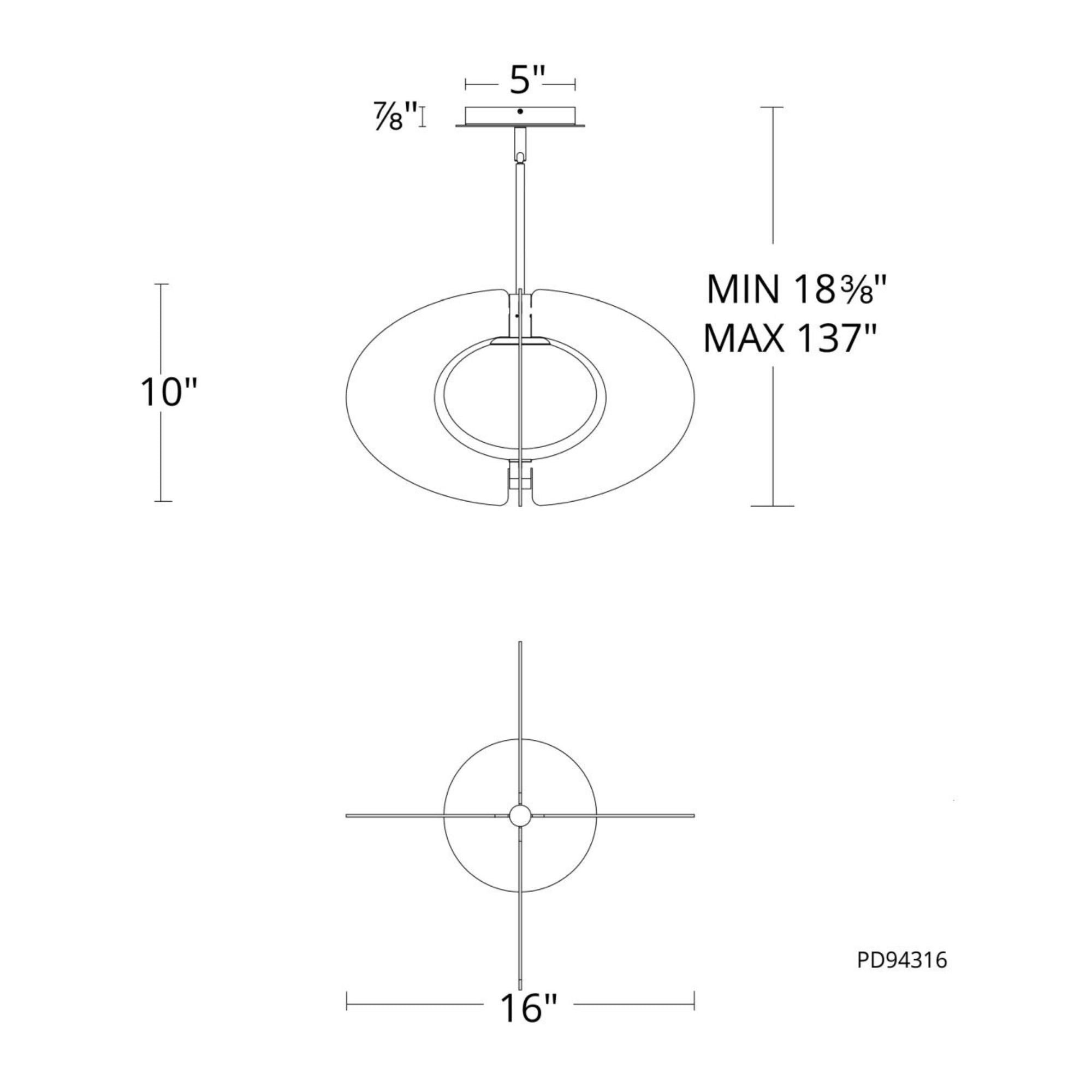 Echelon 16 in. LED Pendant Light Brass finish