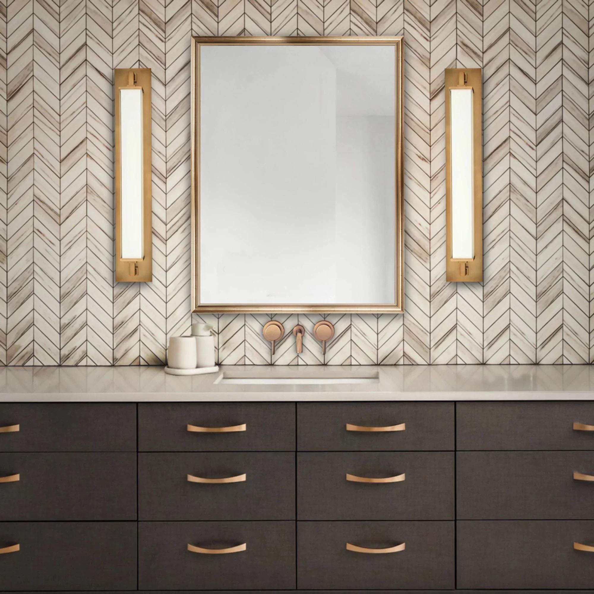 Gatsby 32" LED Wall Light, Aged Brass Finish - Bees Lighting