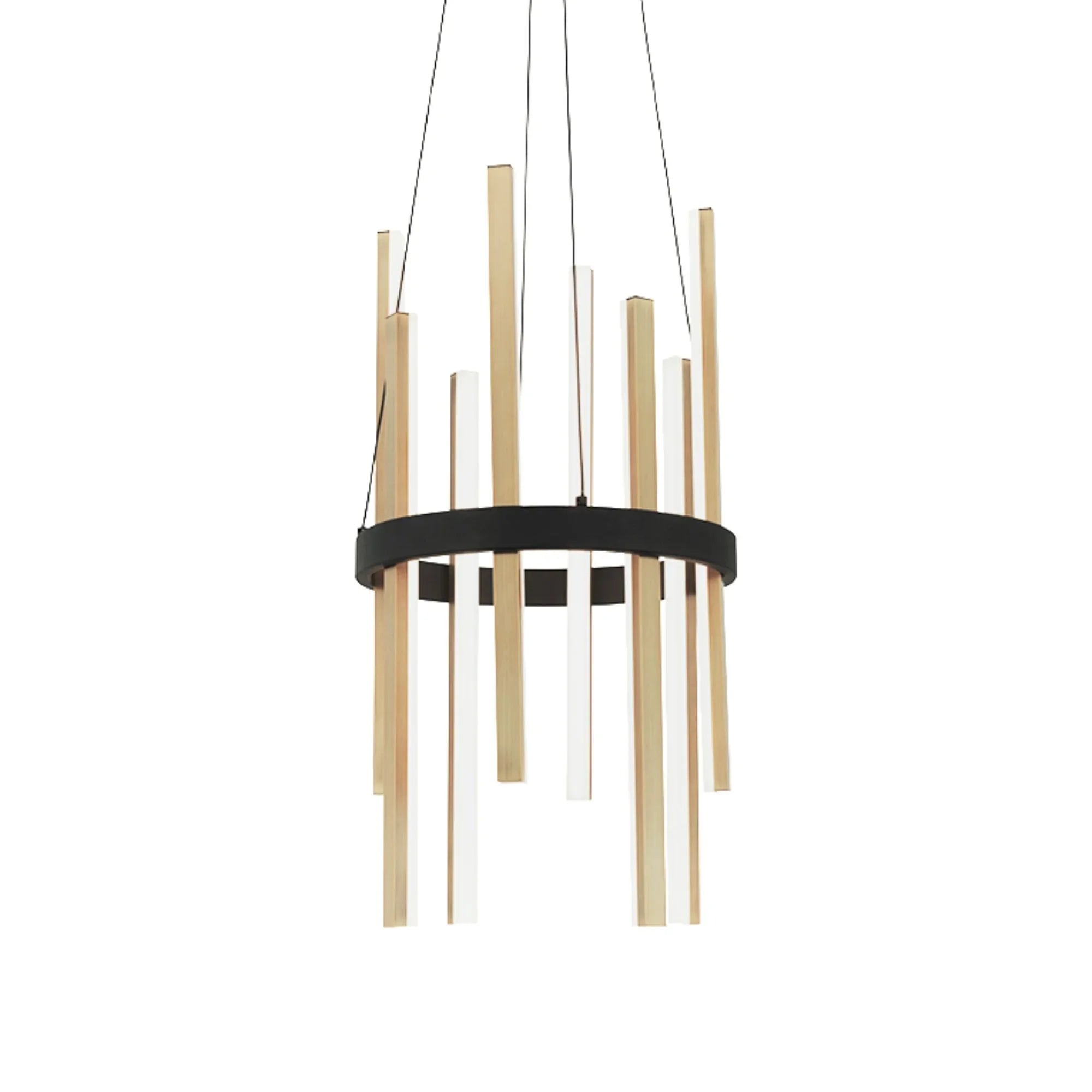 Harmonix 14" LED Pendant, Black & Aged Brass Finish
