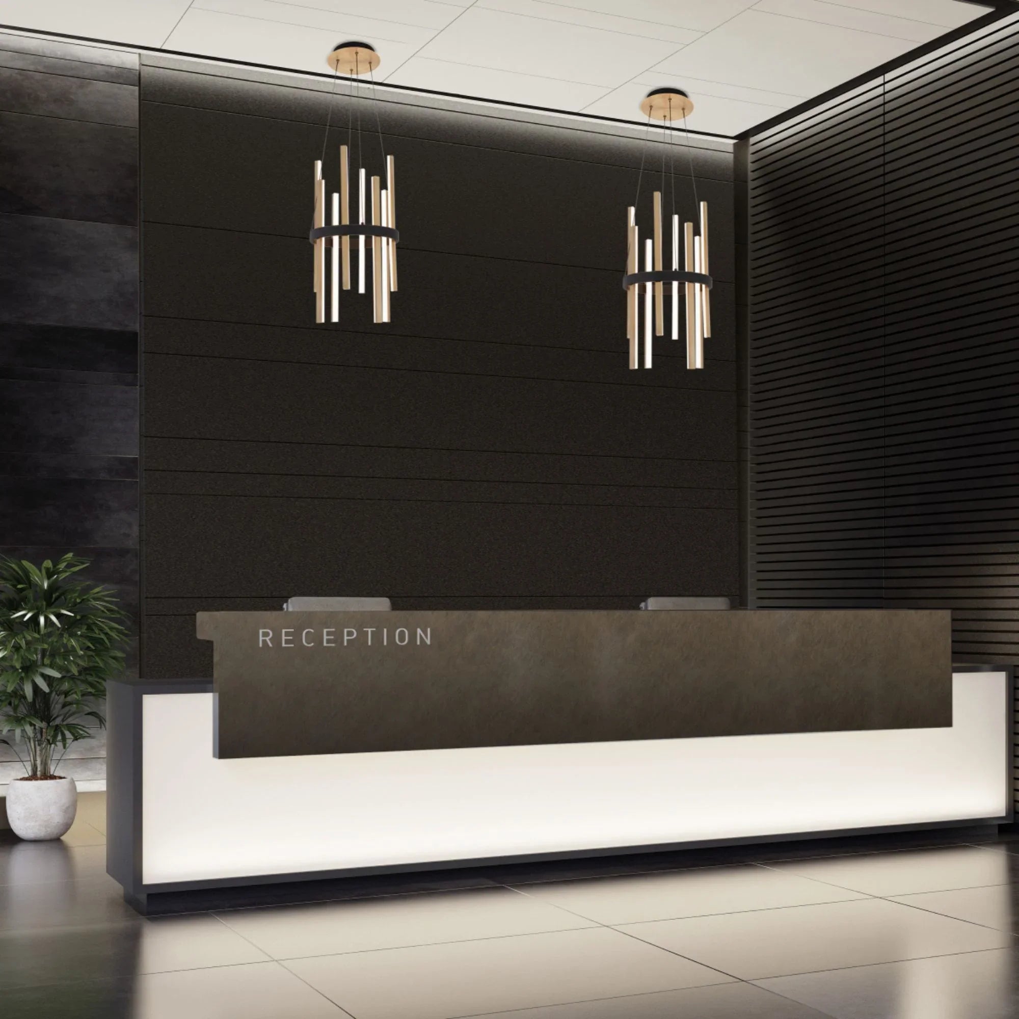 Harmonix 14" LED Pendant, Black & Aged Brass Finish