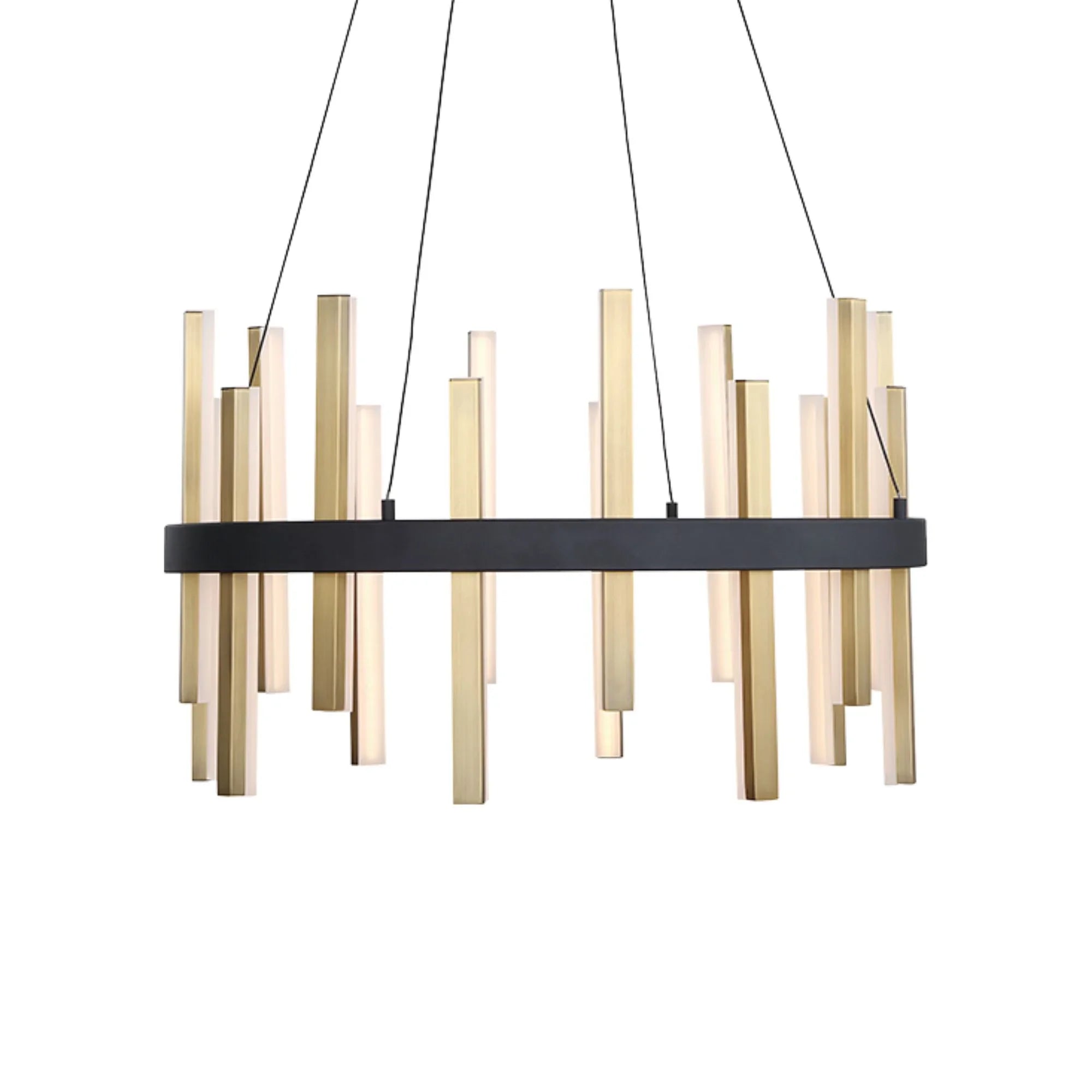 Harmonix 24" LED Chandelier, Black & Aged Brass Finish