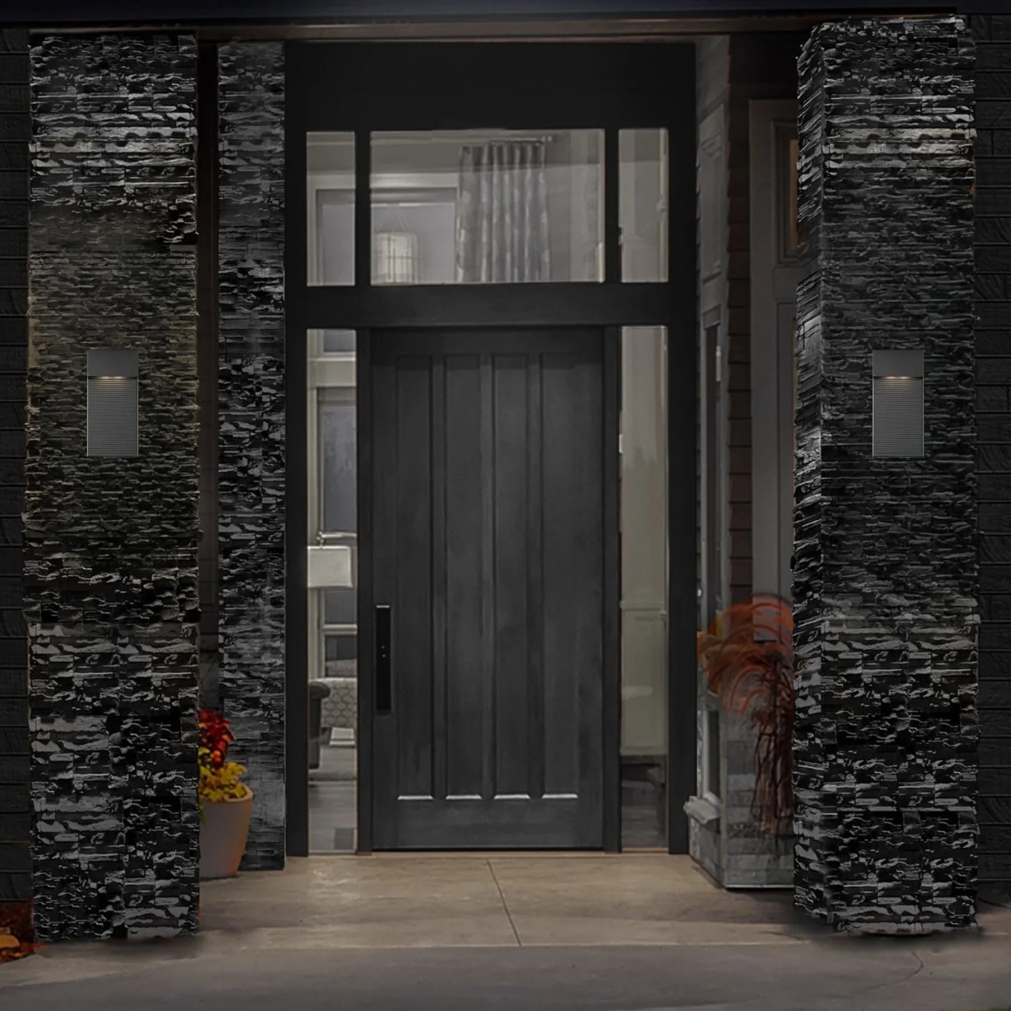 Hiline 8" LED Outdoor Wall Sconce, Black Finish