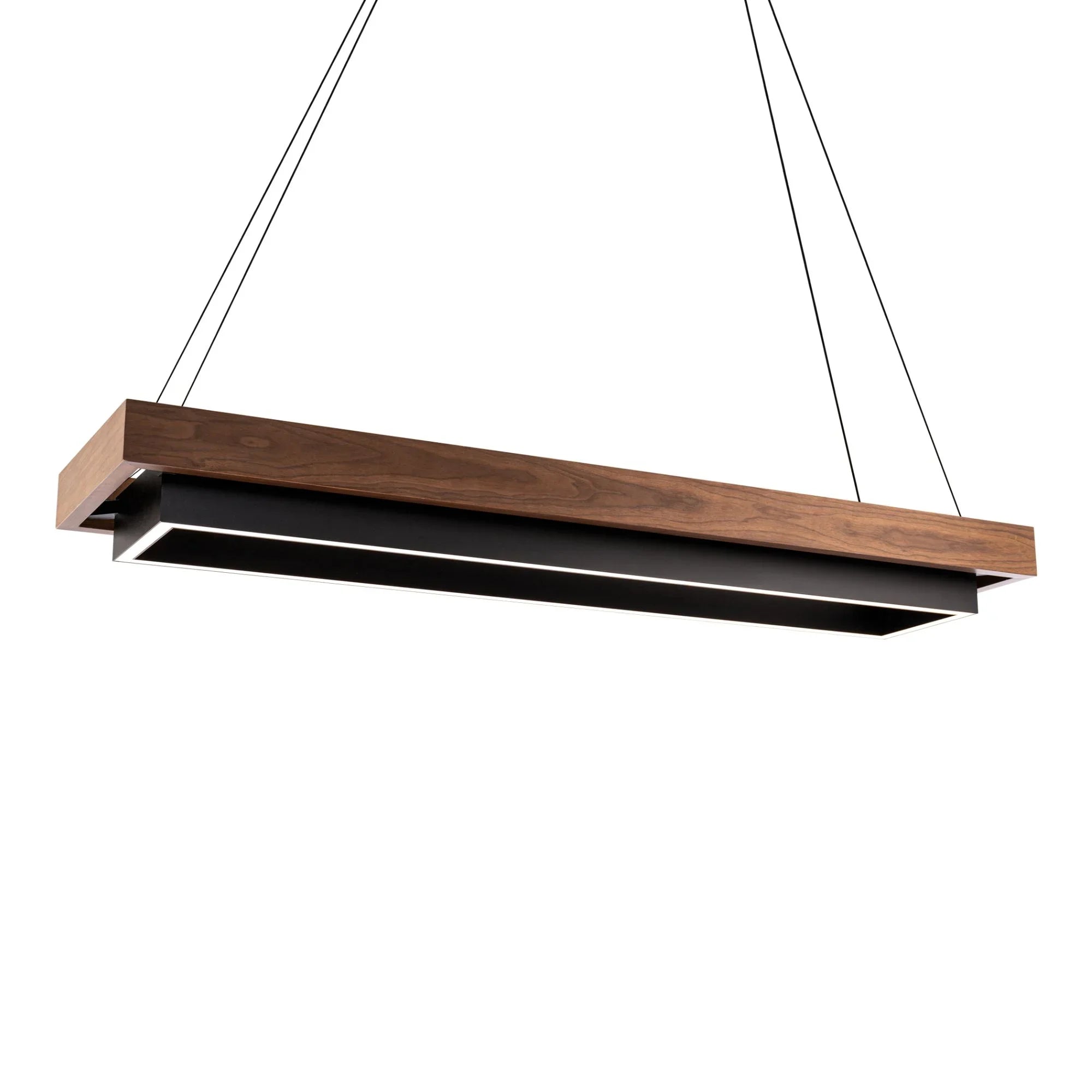 Hustler 54" LED Linear Pendant, Black/Dark Walnut Finish