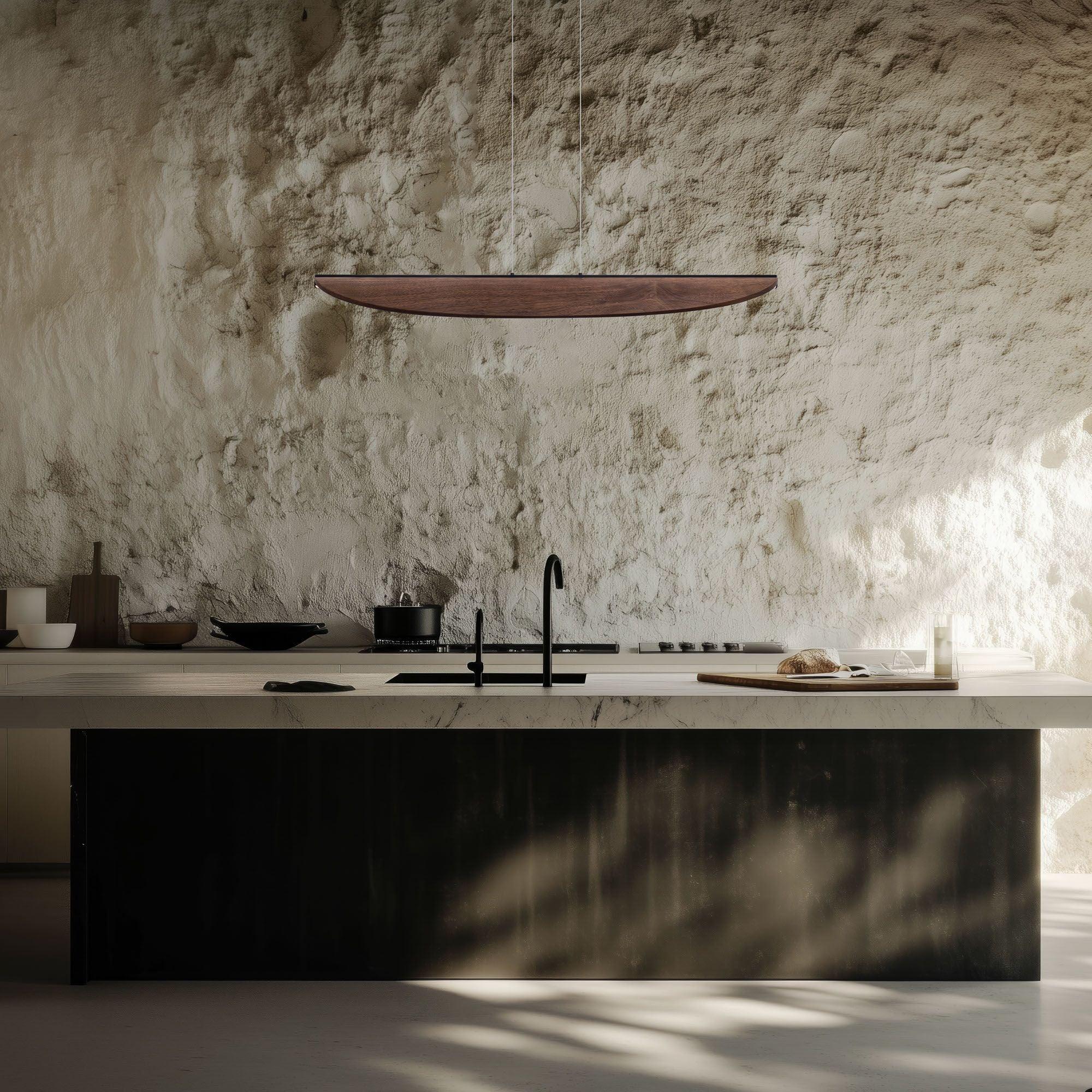 Kiefer 48" LED Linear Pendant, Black/Dark Walnut Finish