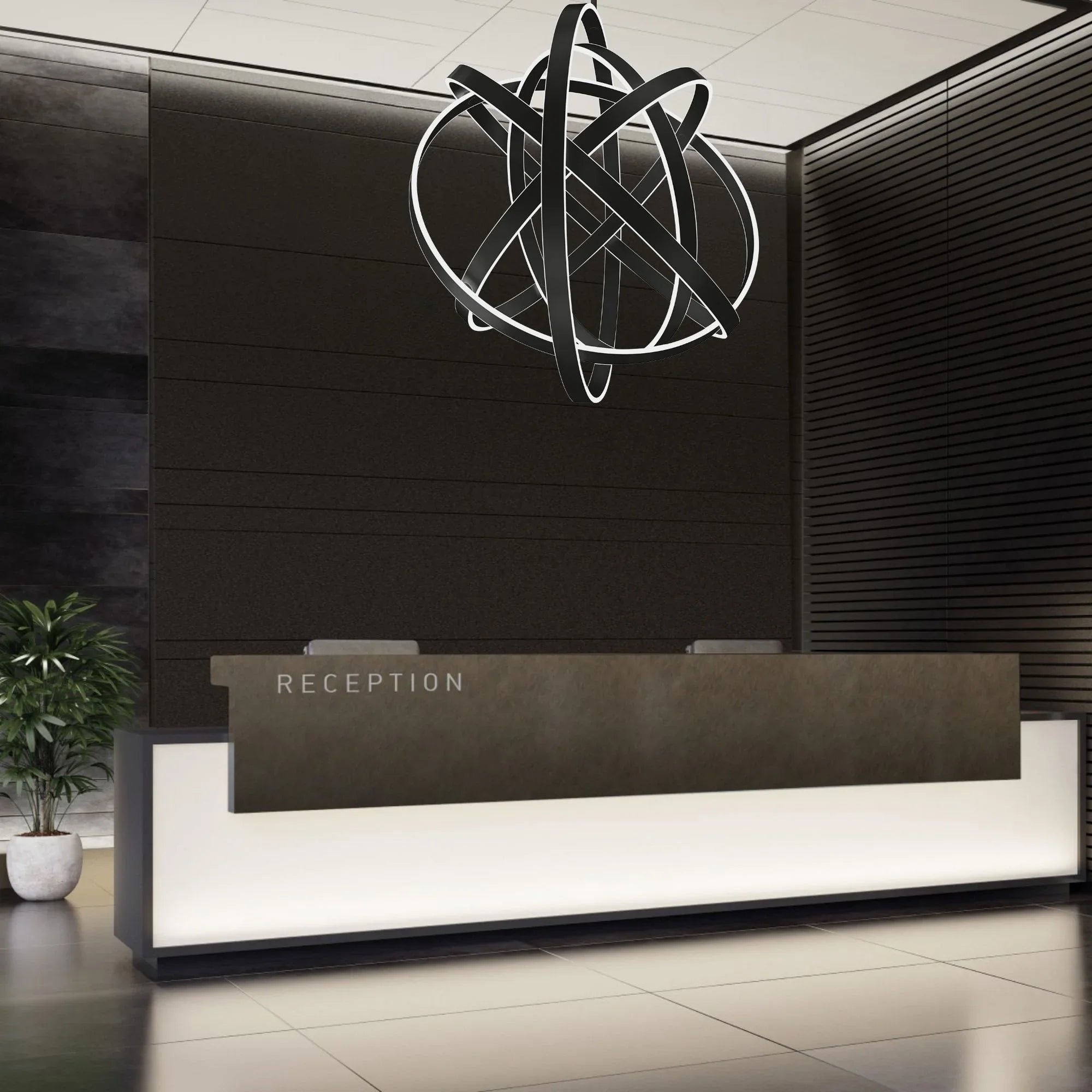 Kinetic 60" LED Chandelier, Black Finish