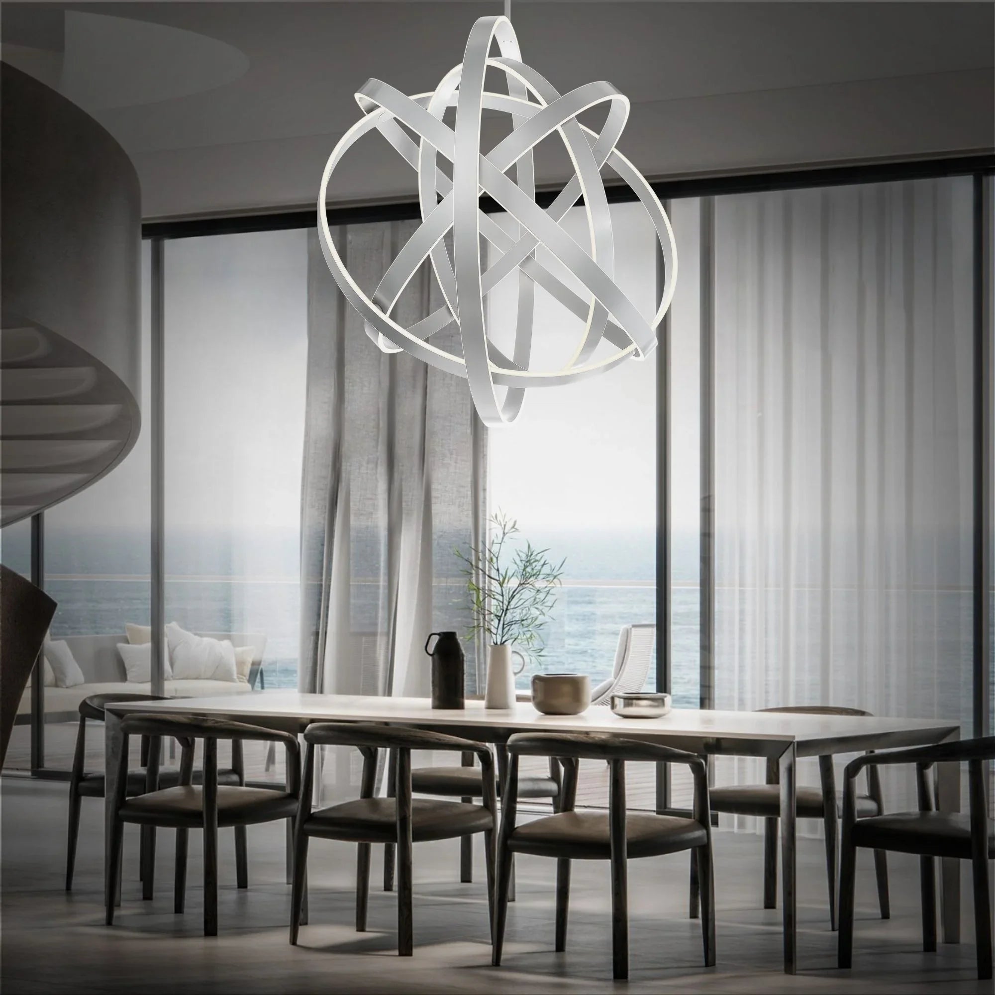 Kinetic 60" LED Chandelier, Titanium Finish