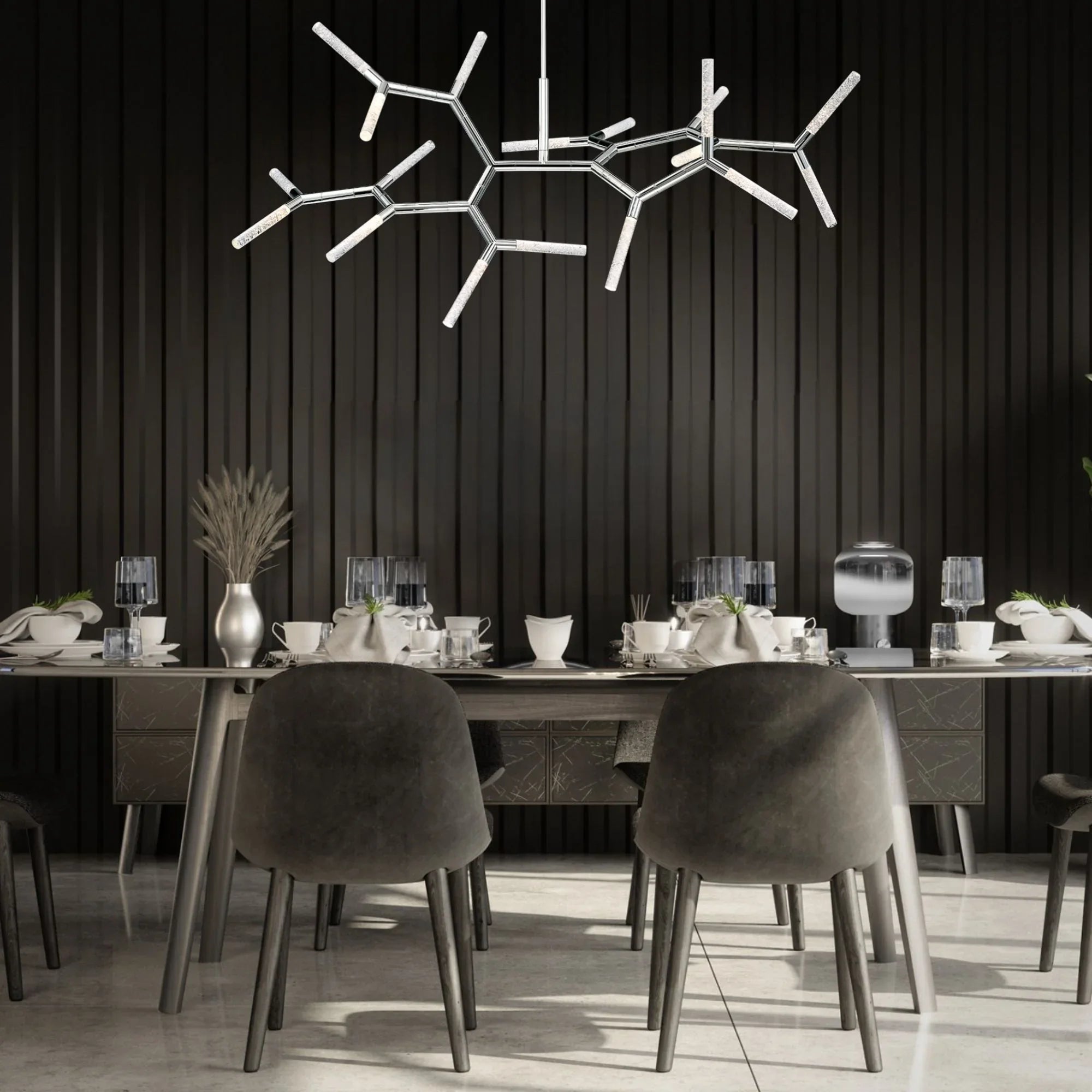 Kryptonite 55" LED Linear Pendant, Polished Nickel Finish