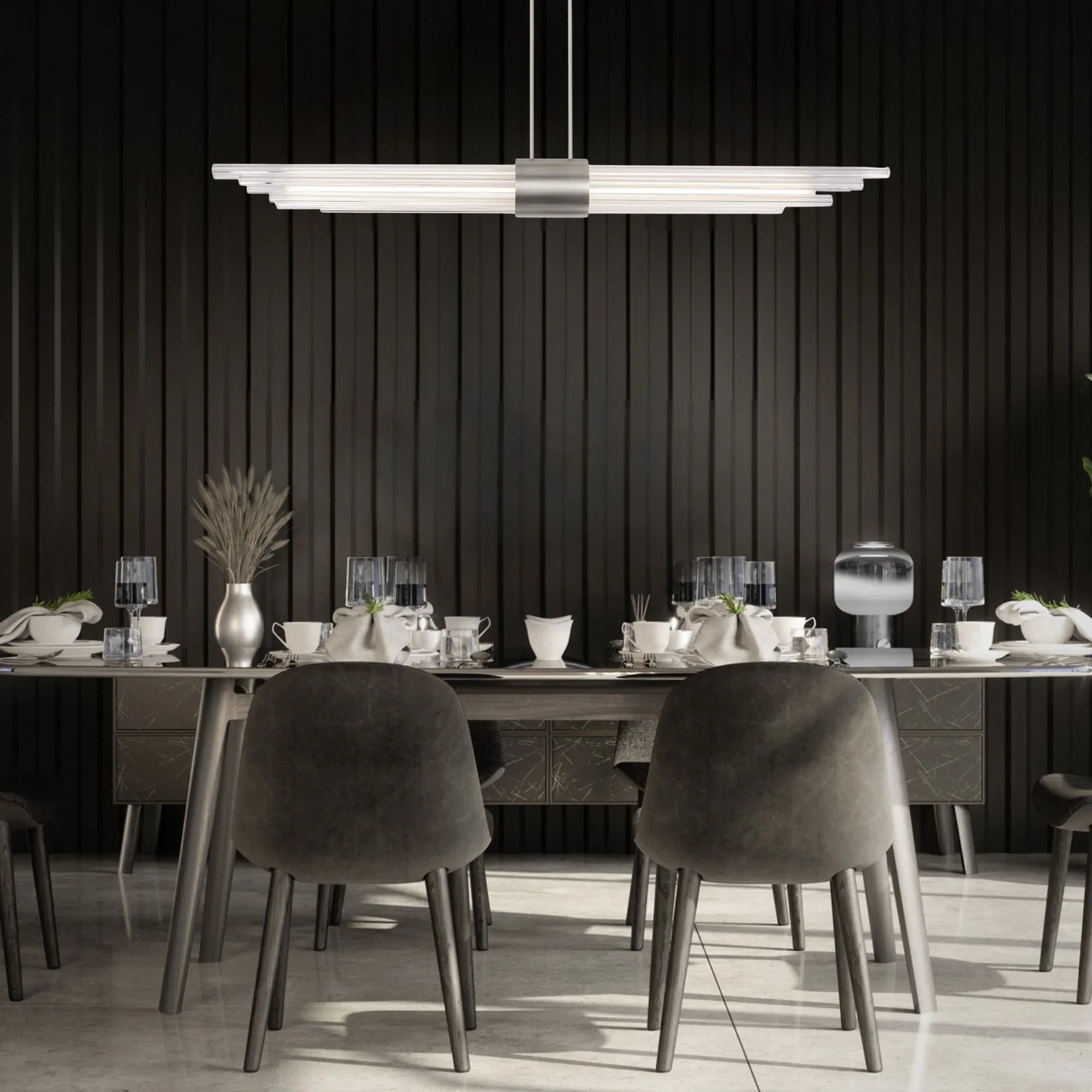 Luzerne 56" LED Linear Pendant, Brushed Nickel Finish