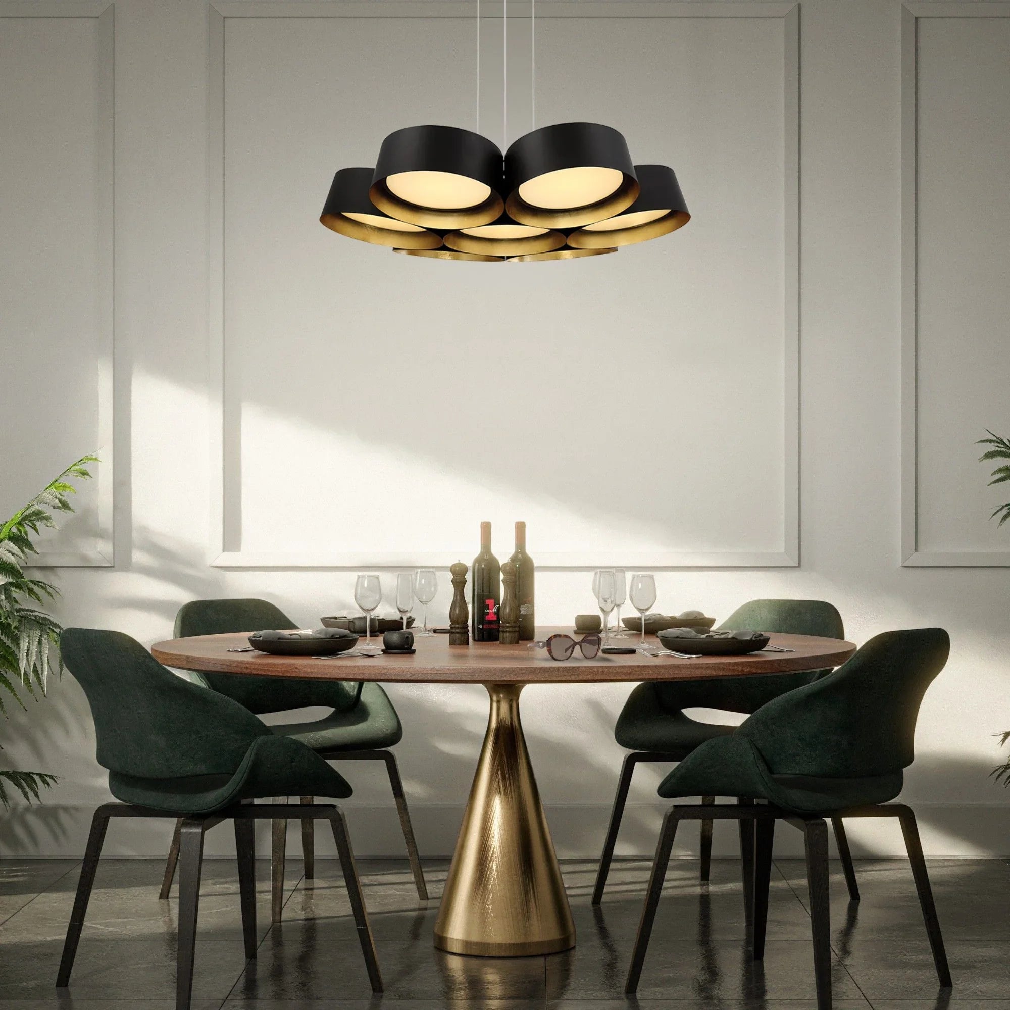 Marimba 24" LED Chandelier, Gold Leaf/Bronze Finish