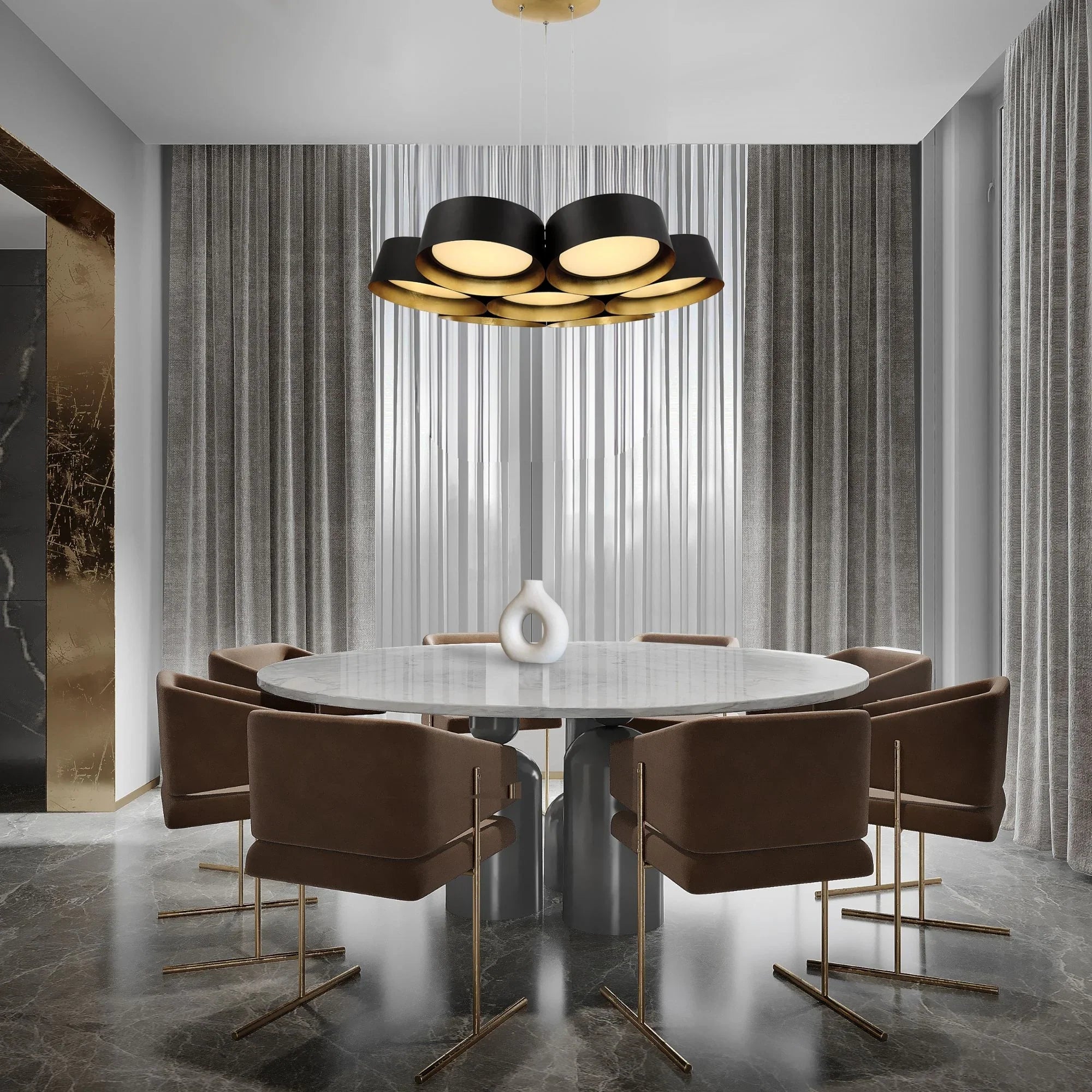 Marimba 34" LED Chandelier, Gold Leaf/Bronze Finish