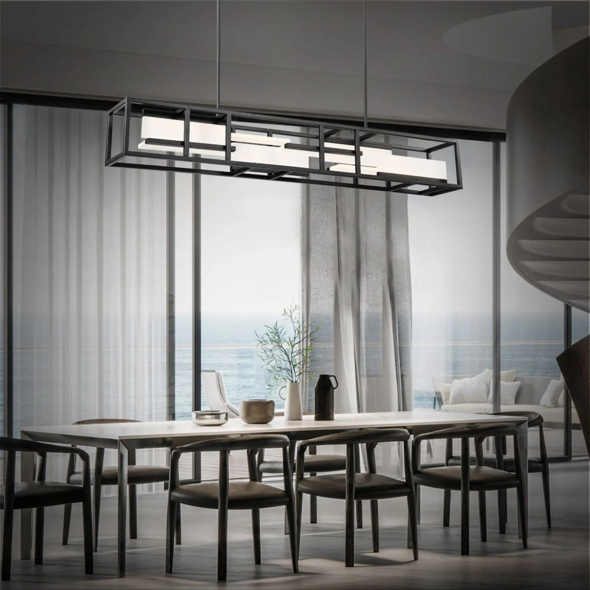 Memory 56" LED Linear Pendant, Black Finish