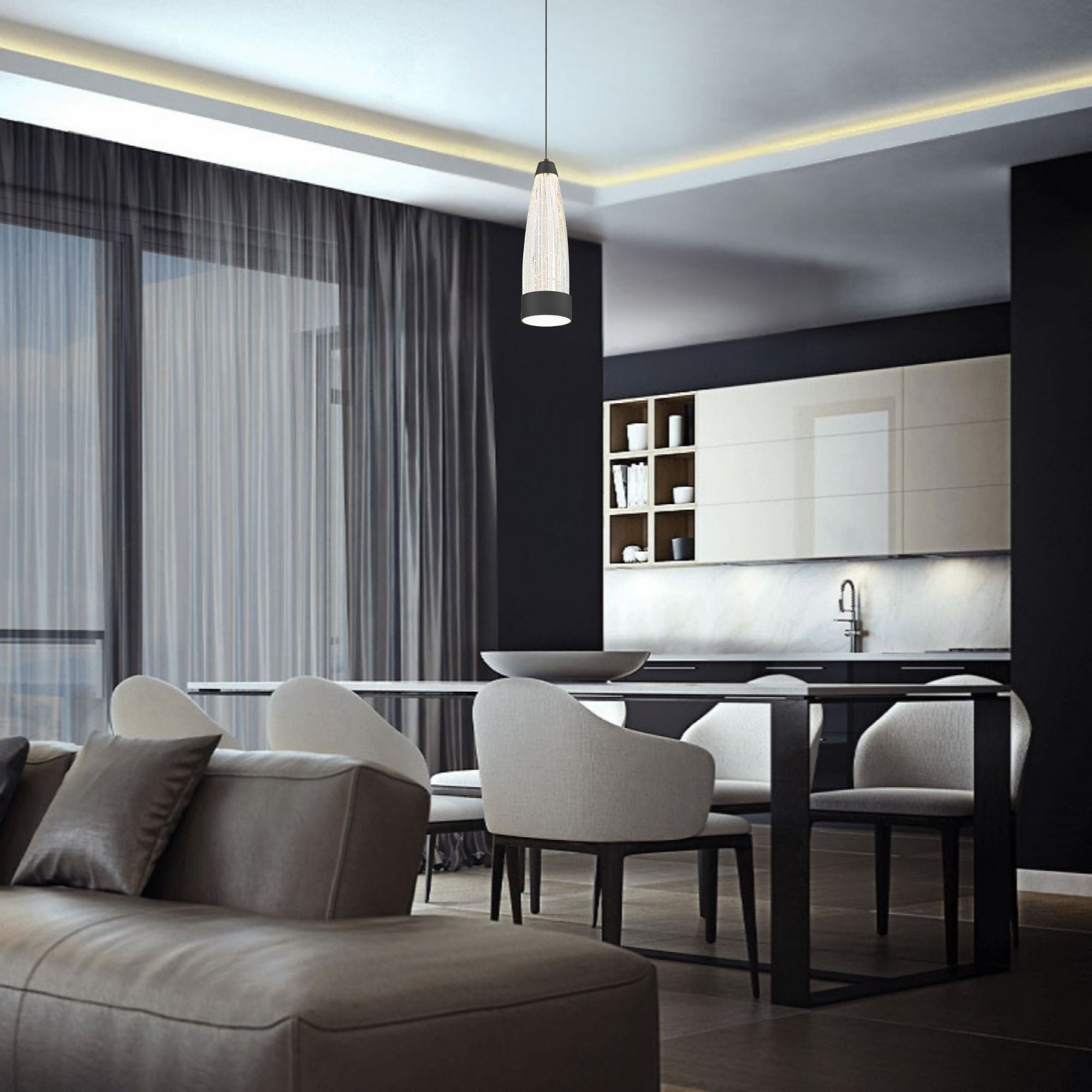 Mystic 4 in. LED Pendant Light Black Finish