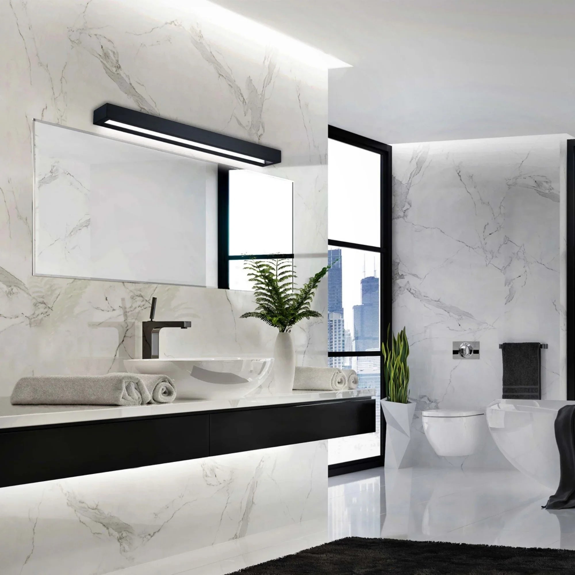 Open Bar 37" LED Bath & Vanity Light, 3000K, Black Finish