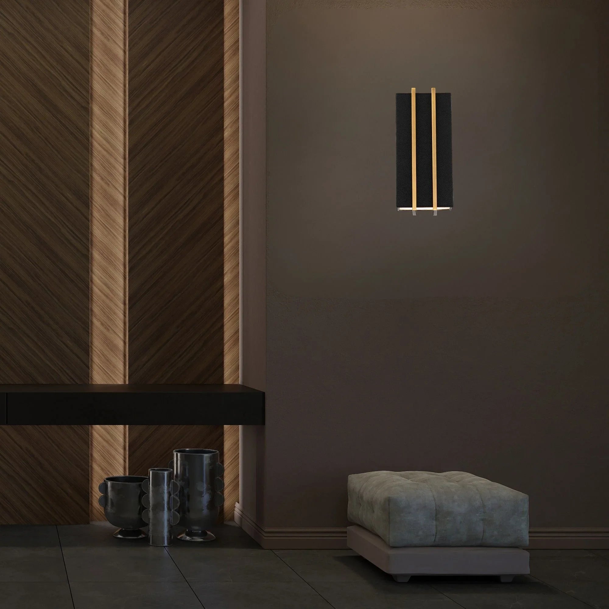 Poet 12" LED Wall Sconce, Black & Aged Brass Finish