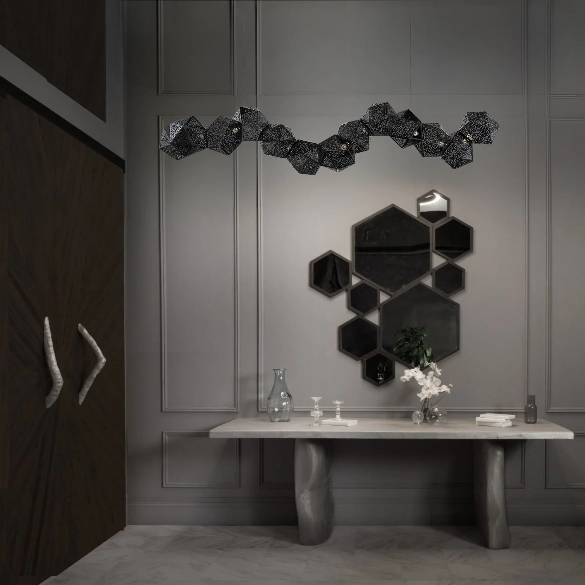 Riddle 64" LED Linear Pendant, Black Finish