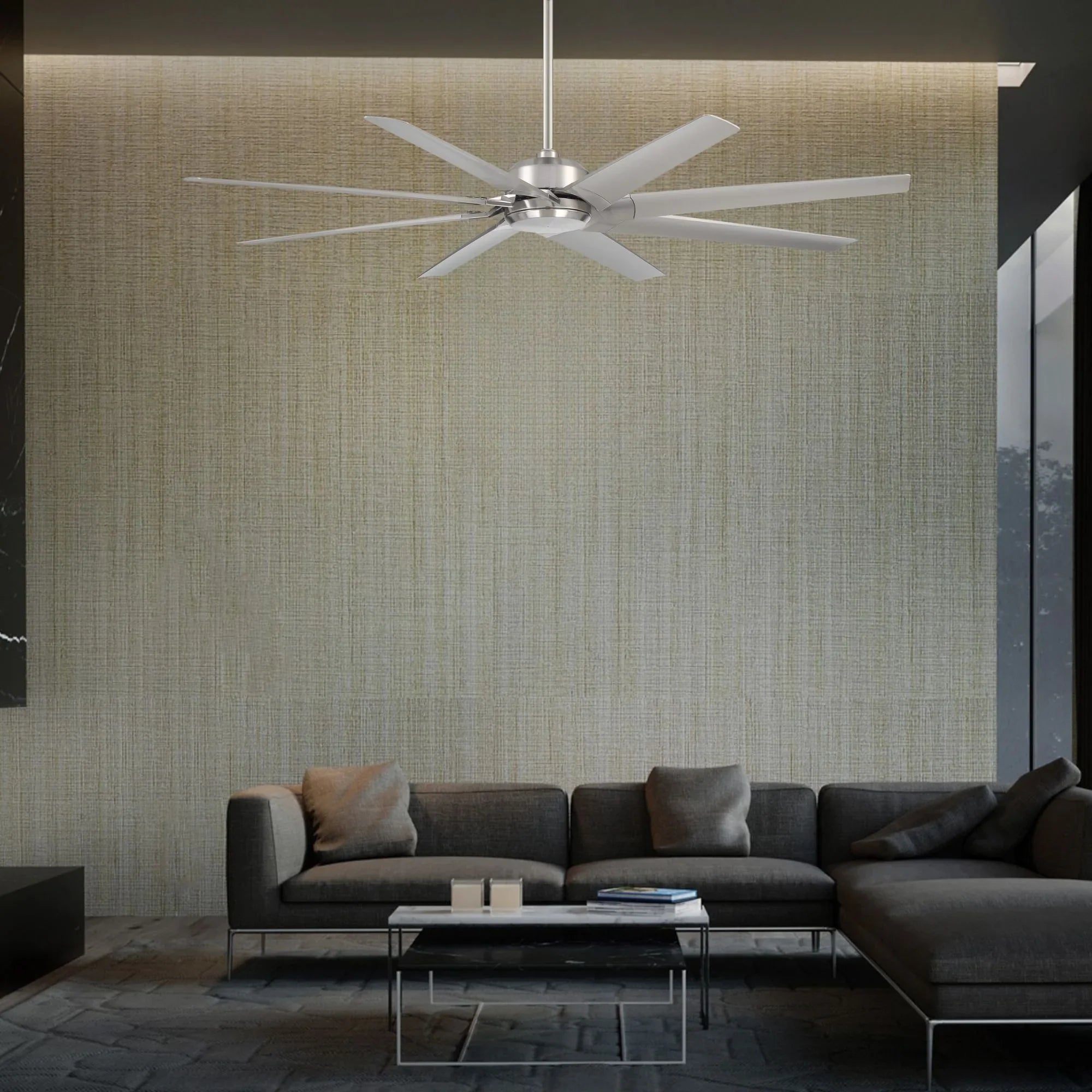 Roboto XL 70" Brushed Nickel Outdoor Ceiling Fan