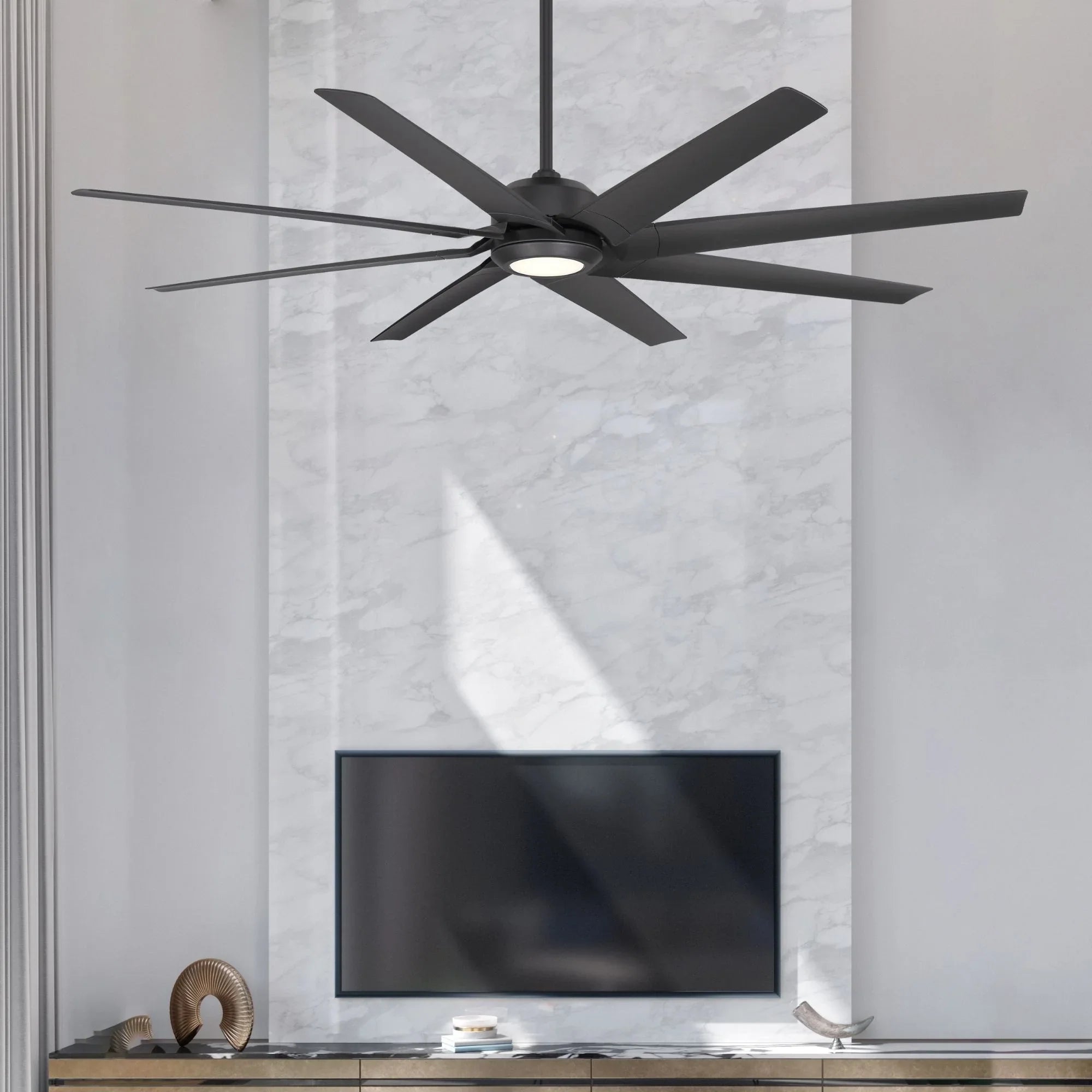 Roboto XL 70" Matte Black Outdoor Ceiling Fan with LED Light