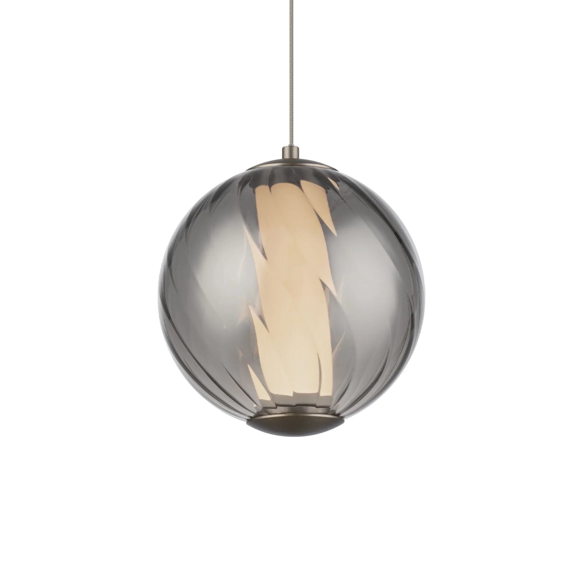 Swirly 7" LED Mini Pendant, 3500K, Smoke Glass, Brushed Nickel Finish