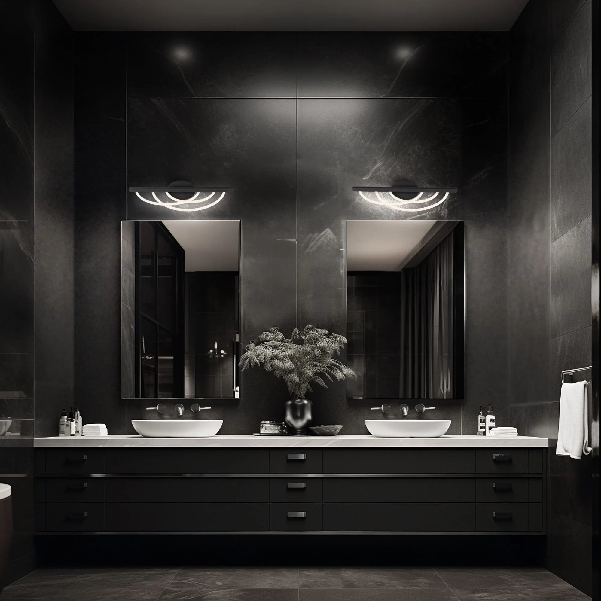 Swoop 24" LED Bath Vanity, Black Finish