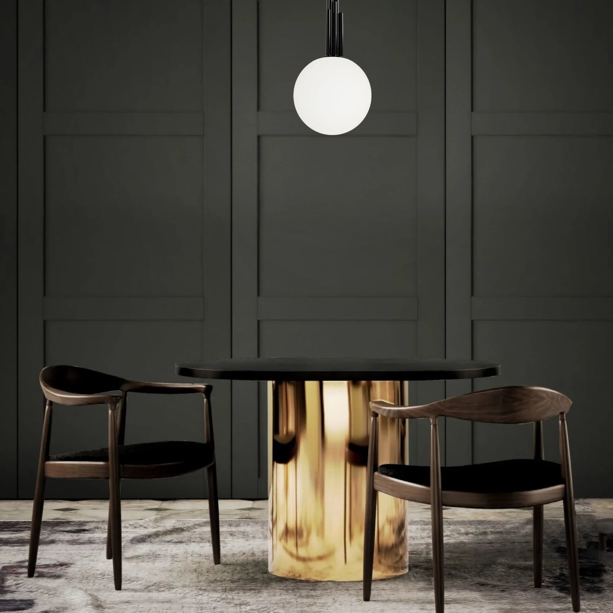 Sybil 10" LED Pendant, 3500K, Polished Black Nickel Finish