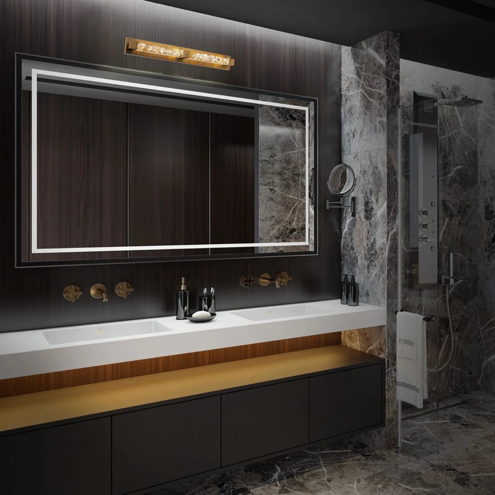 Terra 34" LED Vanity Light, Aged Brass Finish