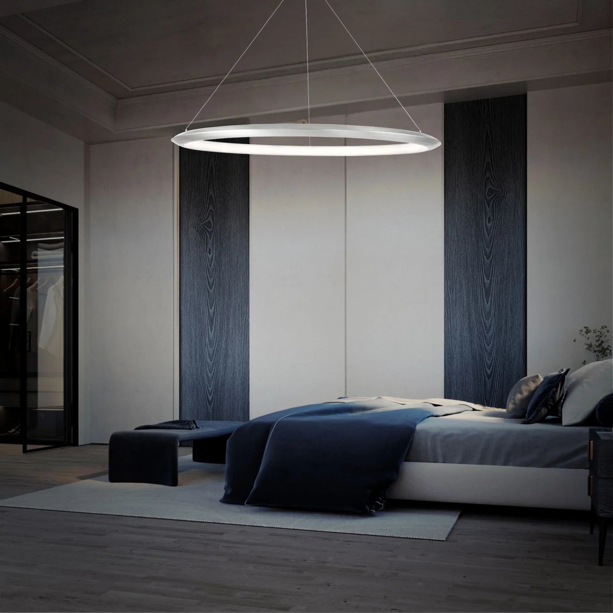 The Ring 48" LED Pendant, 2700K, Brushed Aluminum Finish