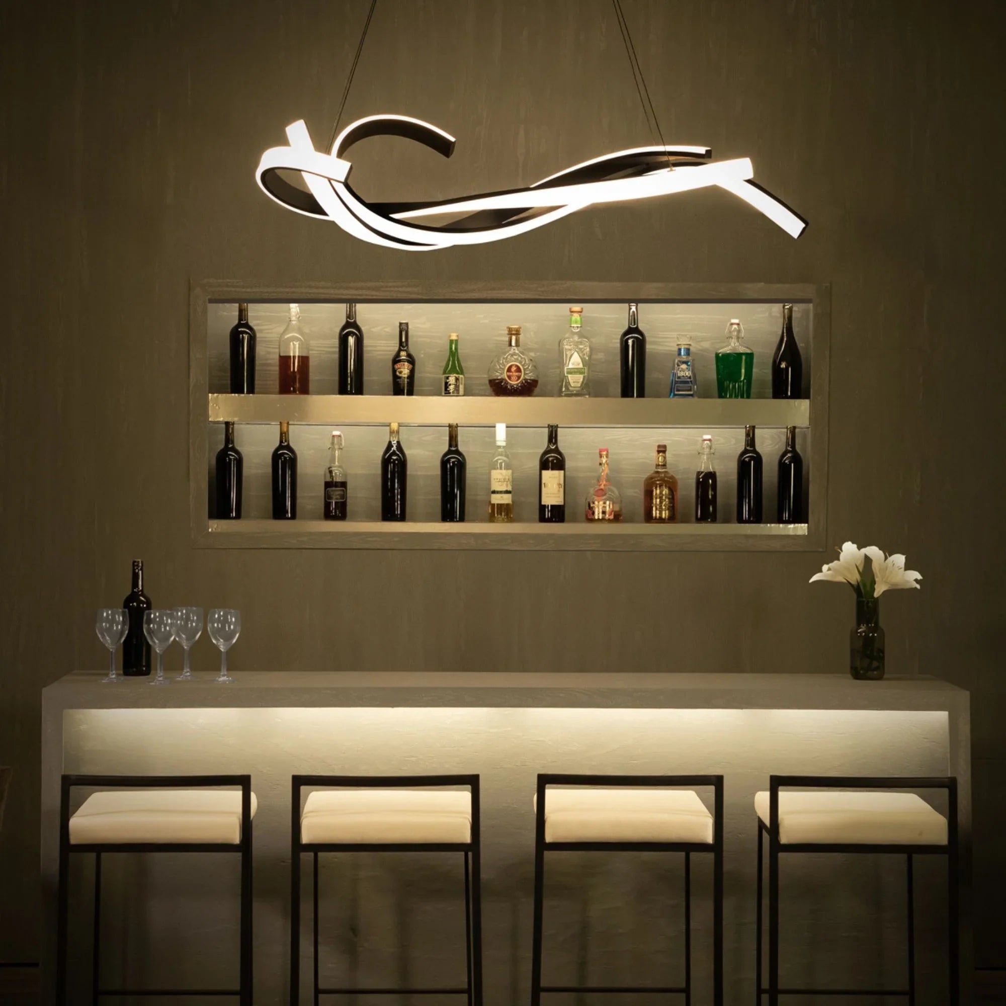 Tidal 57" LED Chandelier, Black Finish