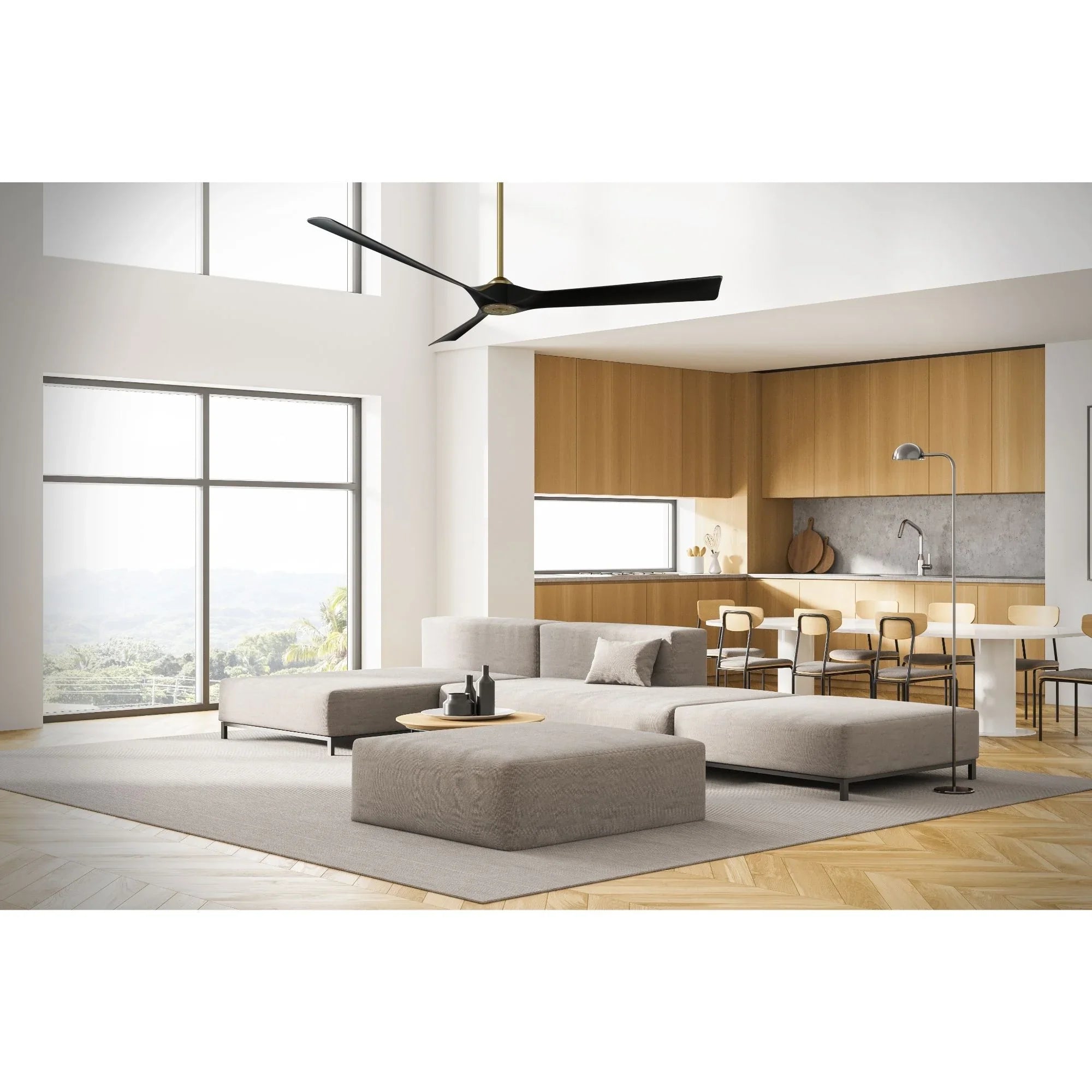 Torque 70" Smart Ceiling Fan, Soft Brass with Matte Black Blades