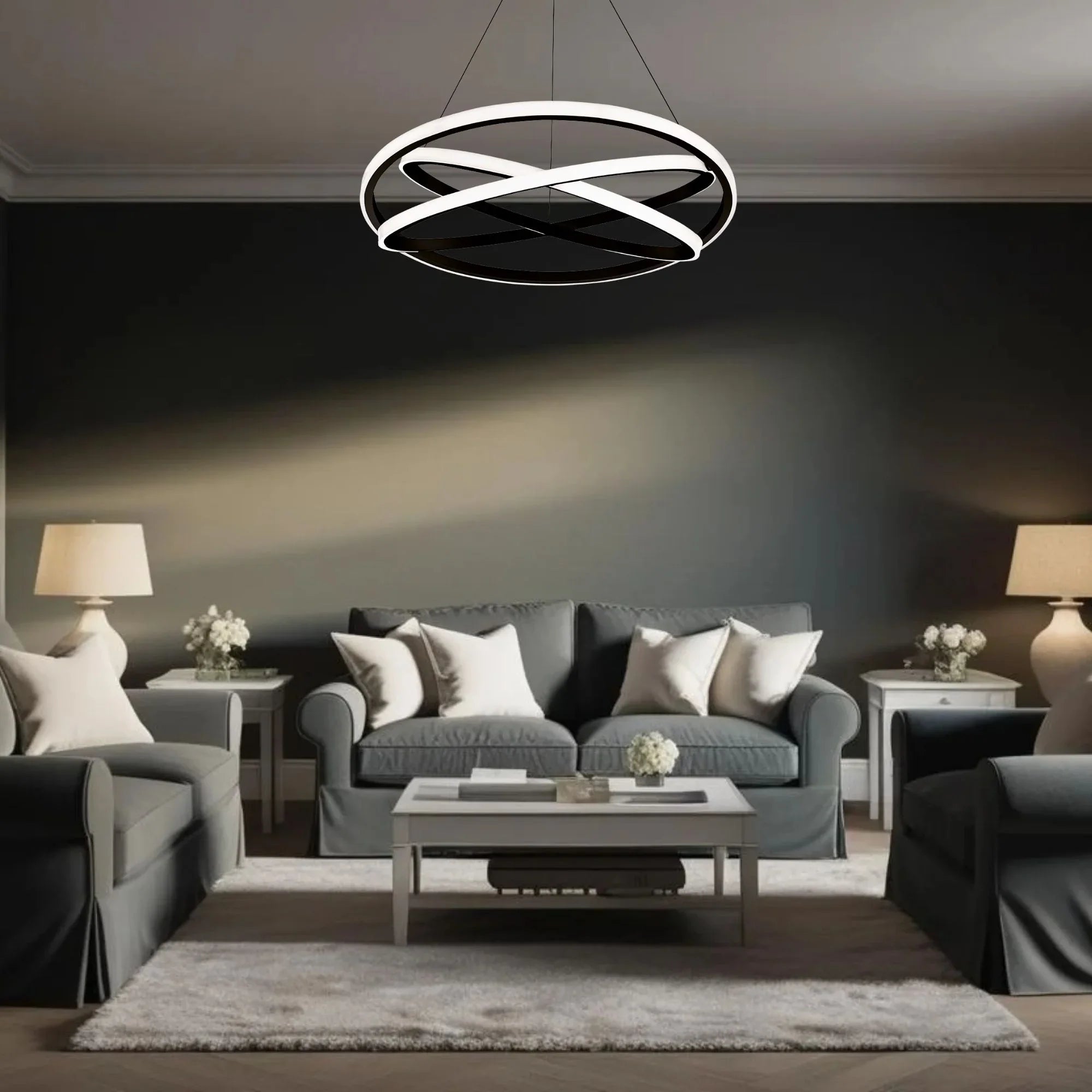 Veloce 38" LED Chandelier, Black Finish - Bees Lighting