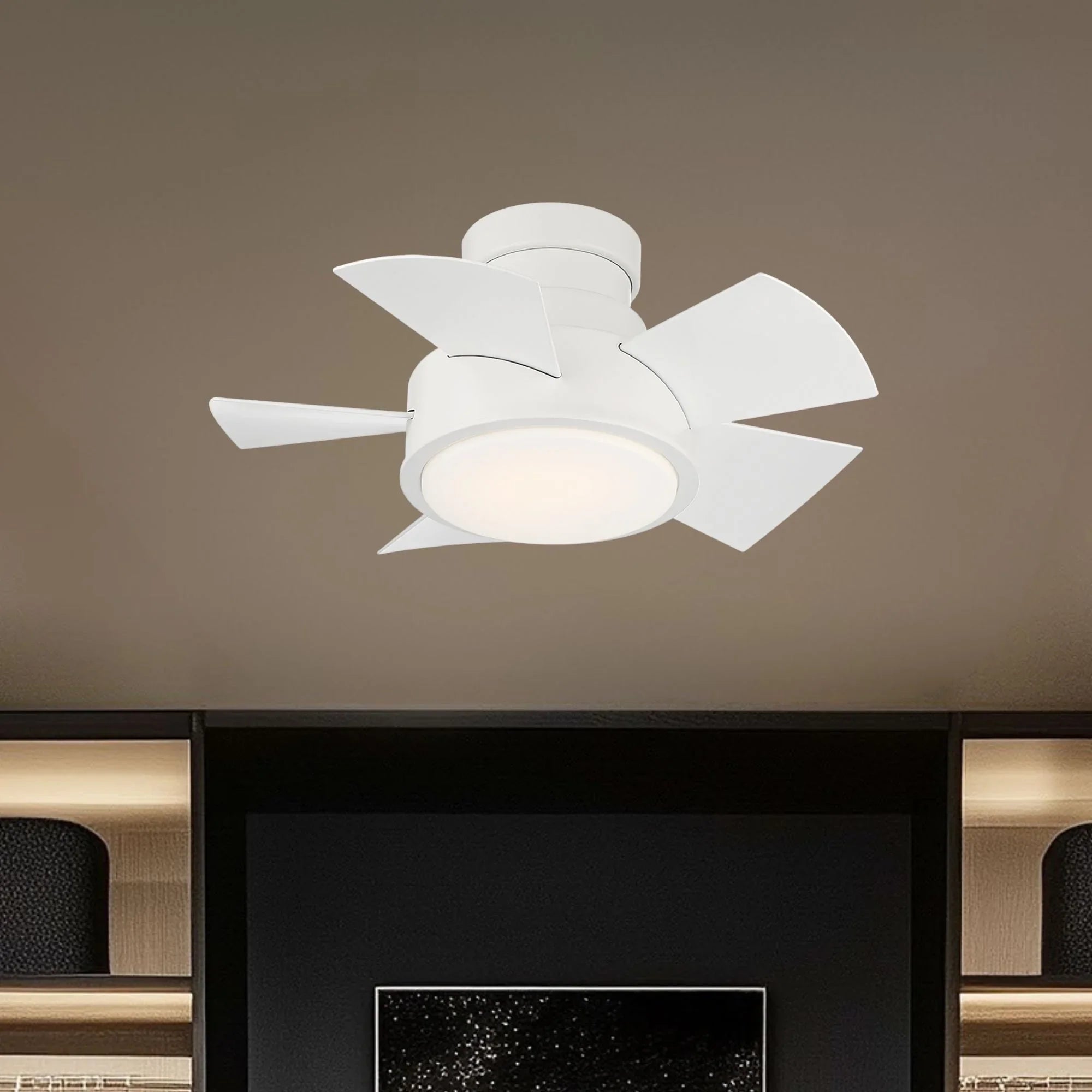 Vox 26" Matte White LED Smart Flush Mount Ceiling Fan