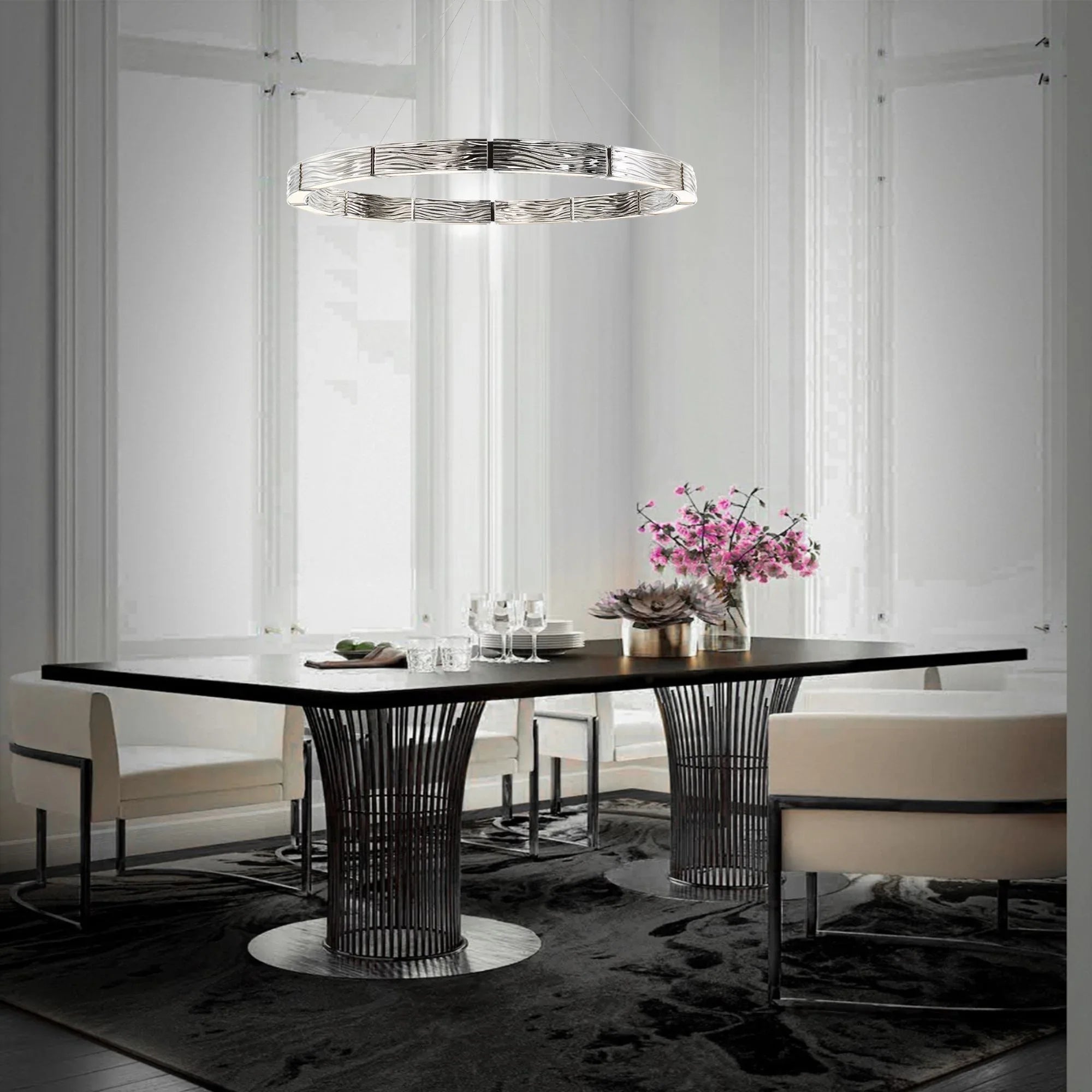 Zelda 48" LED Chandelier, Polished Nickel Finish - Bees Lighting