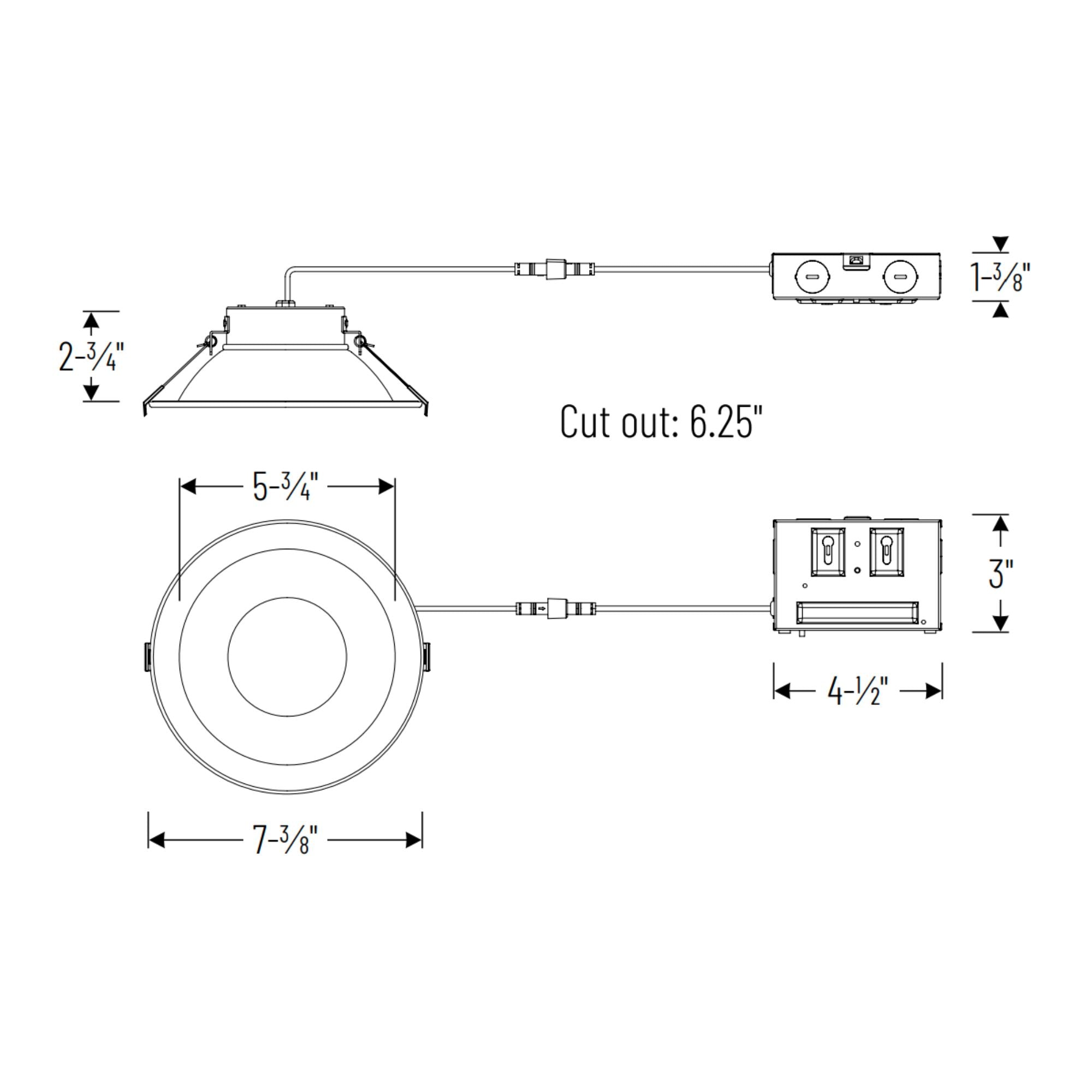 6" Theia Canless LED Downlight, 1400 Lumens, 5CCT, Matte Powder White Finish